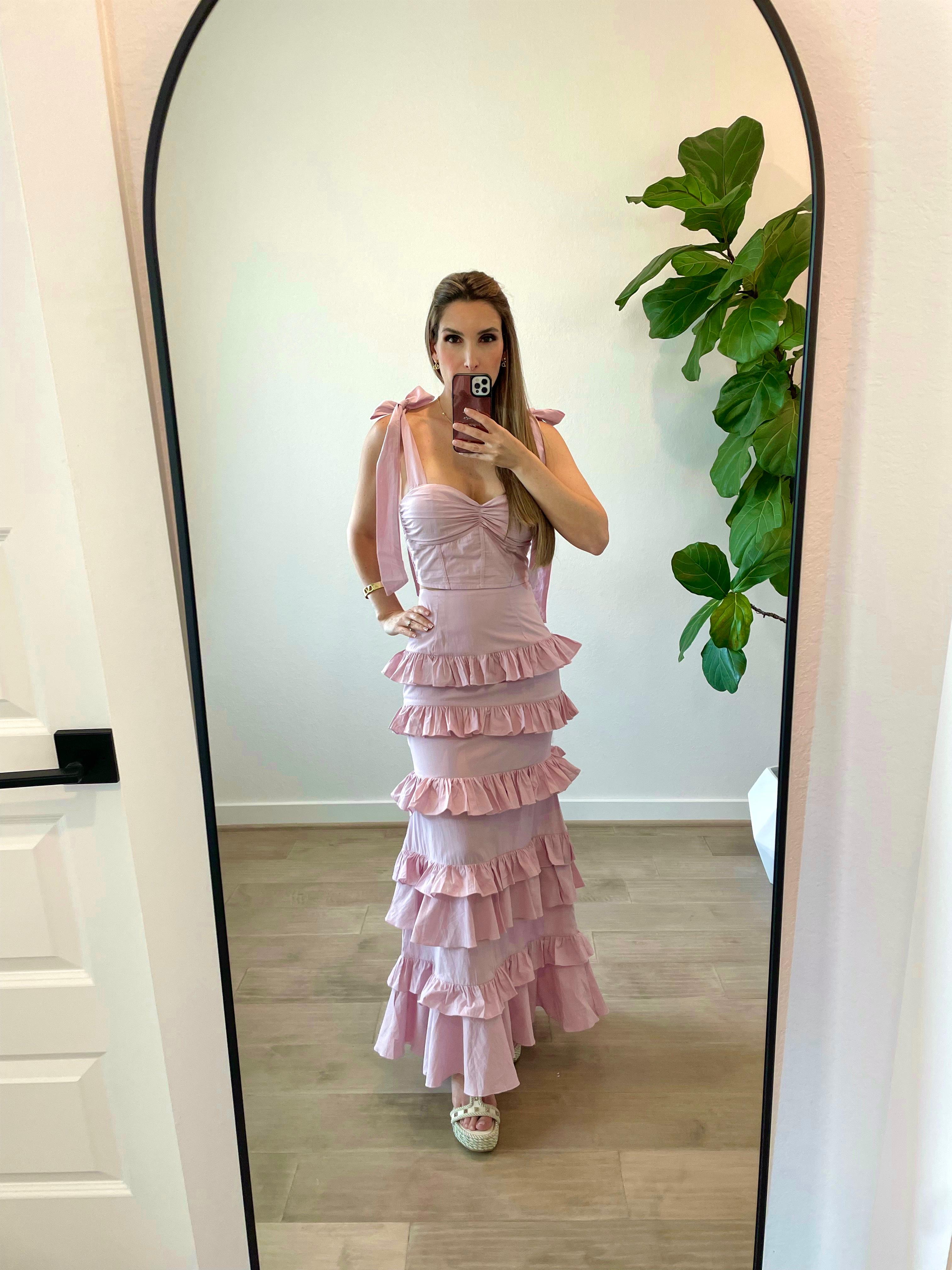 Pink Ruffled Maxi Dress