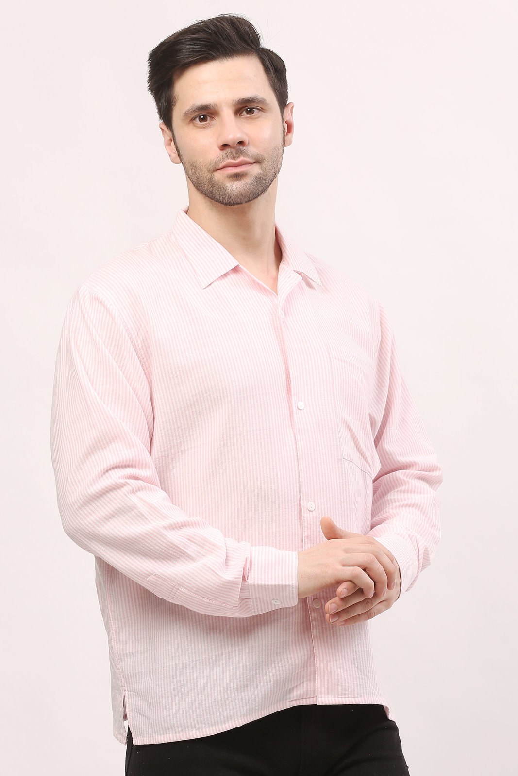 Pink Handloom Striped Shirt