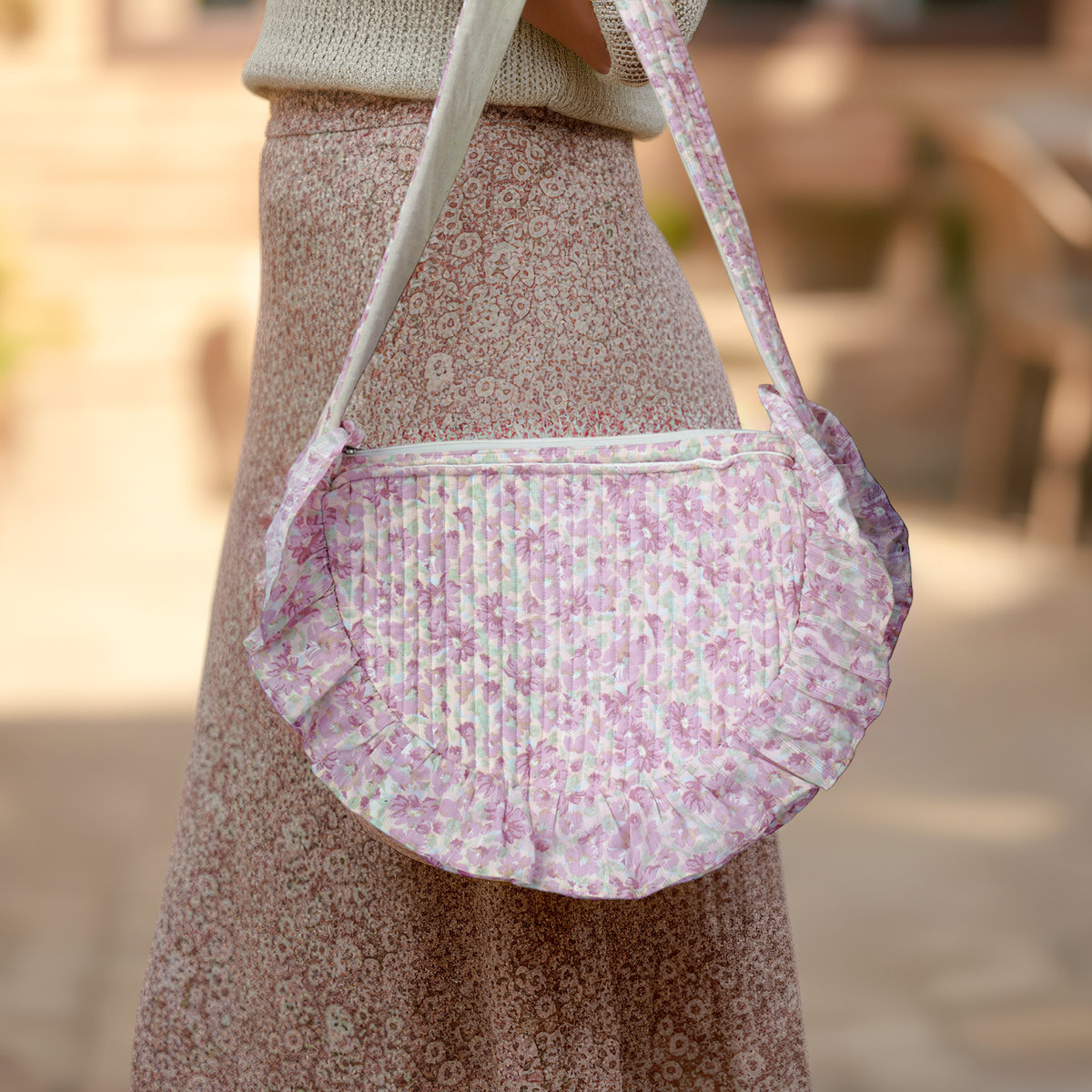 Blush Meadow Quilted Shoulder Bag