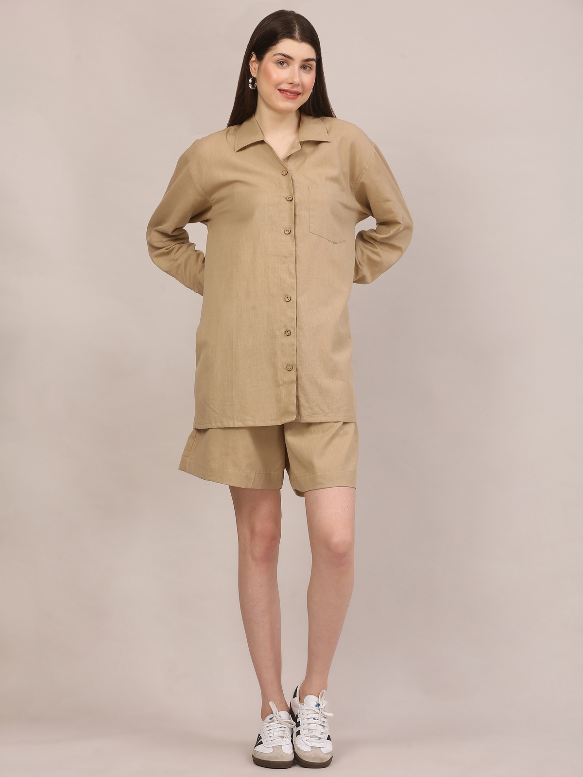 Handloom Beige Cotton Co-ord Set