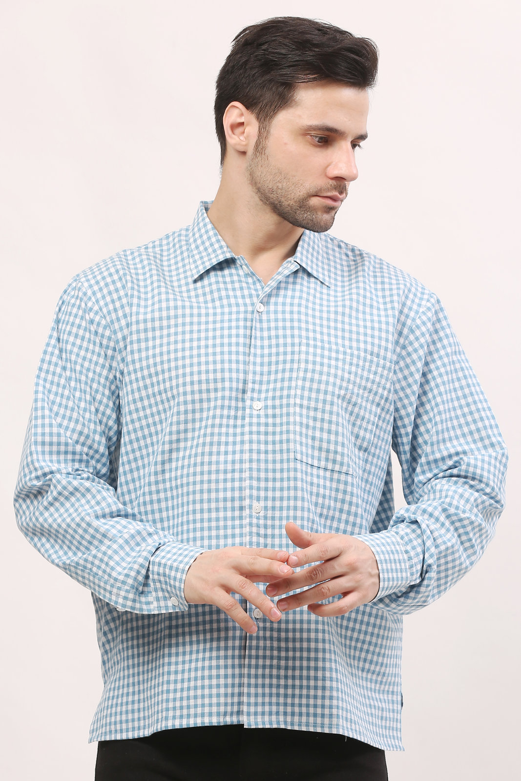 Men's Blue Checkered Shirt