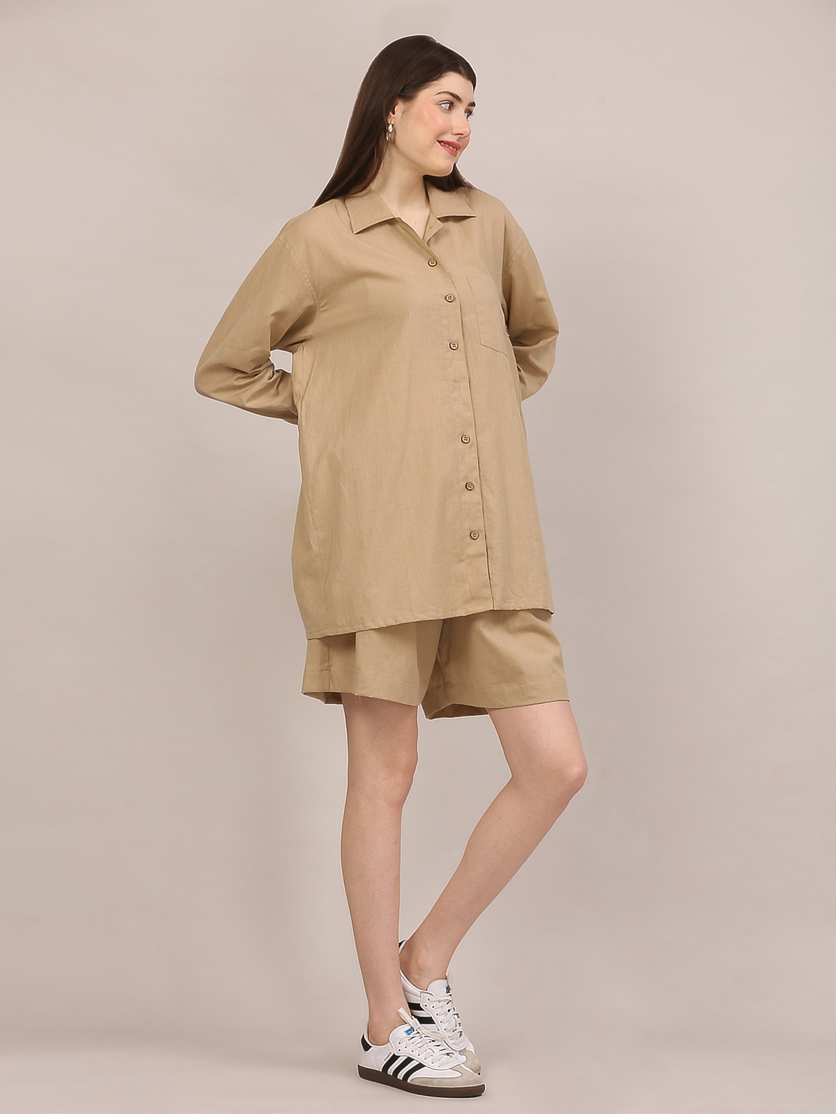 Handloom Beige Cotton Co-ord Set