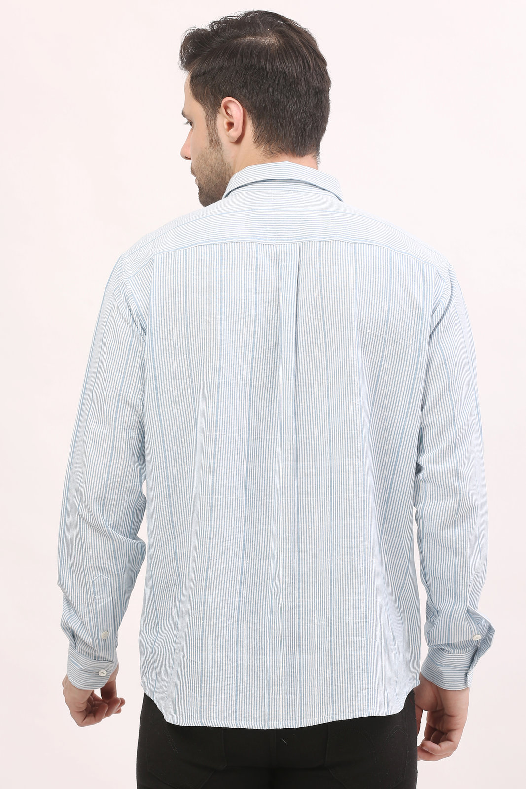 Sky Blue Micro-Striped Handloom Shirt