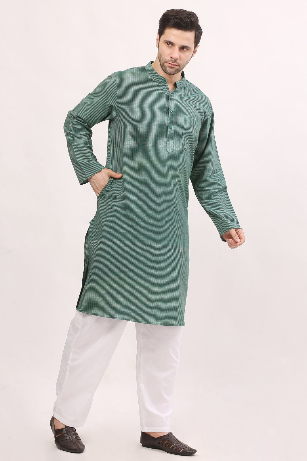 Green Handloom Cotton Kurta