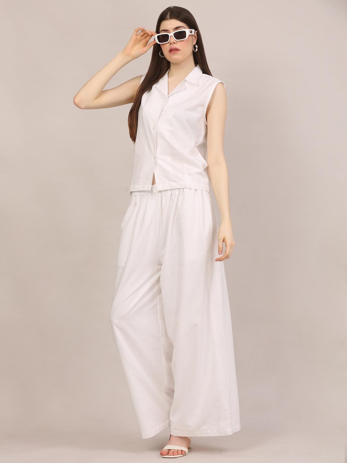 Handloom White Cotton Co-ord Set