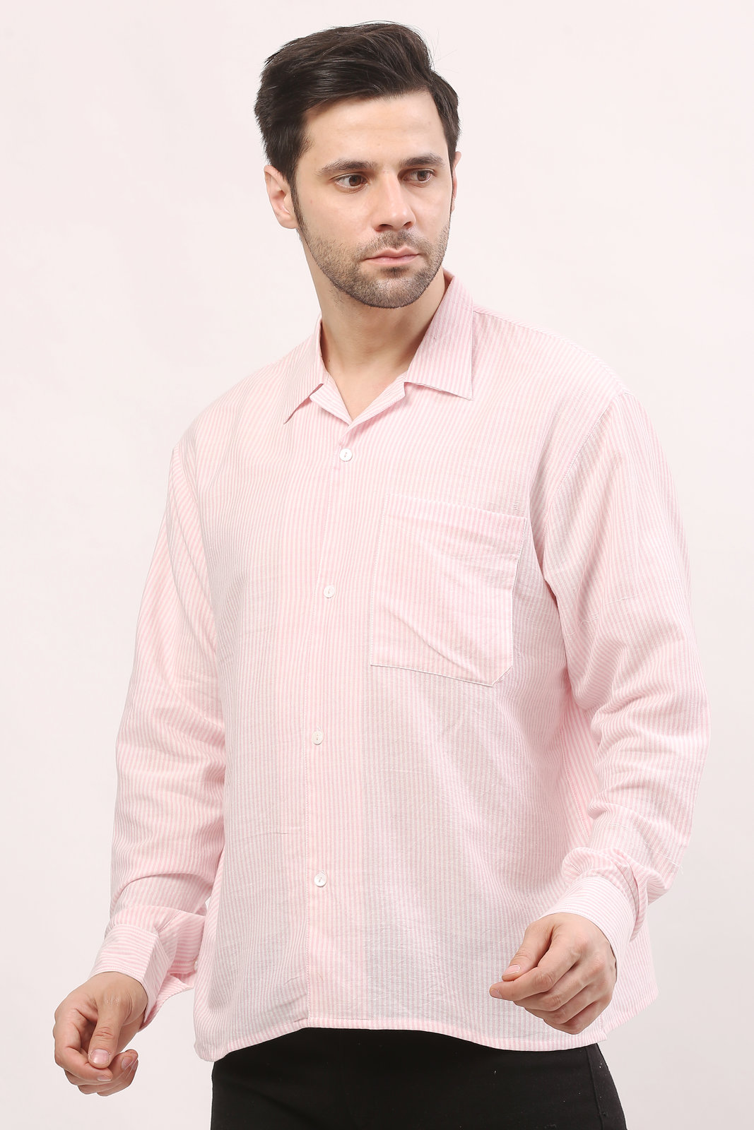 Pink Handloom Striped Shirt