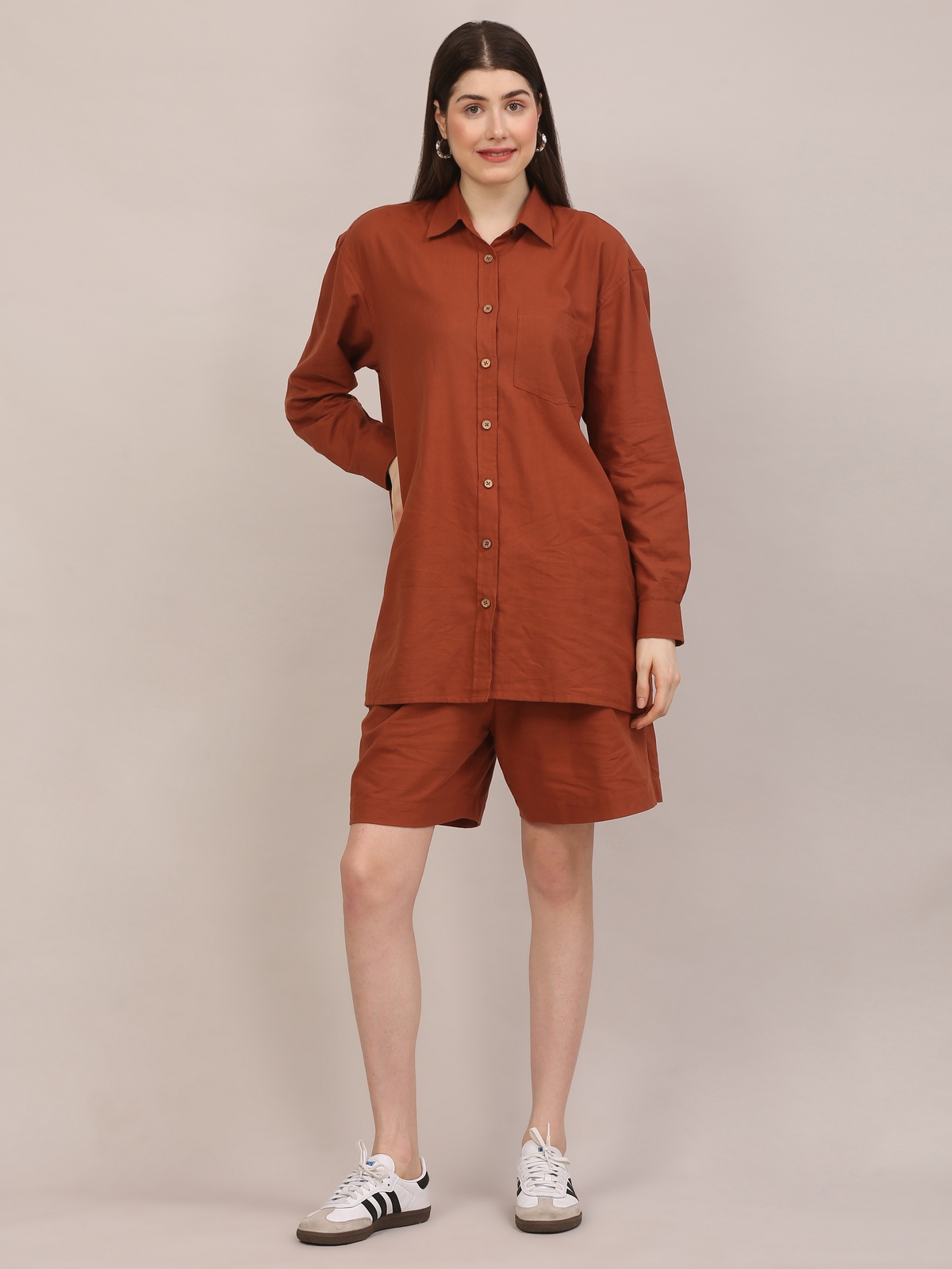 Handloom Rust Cotton Co-ord Set