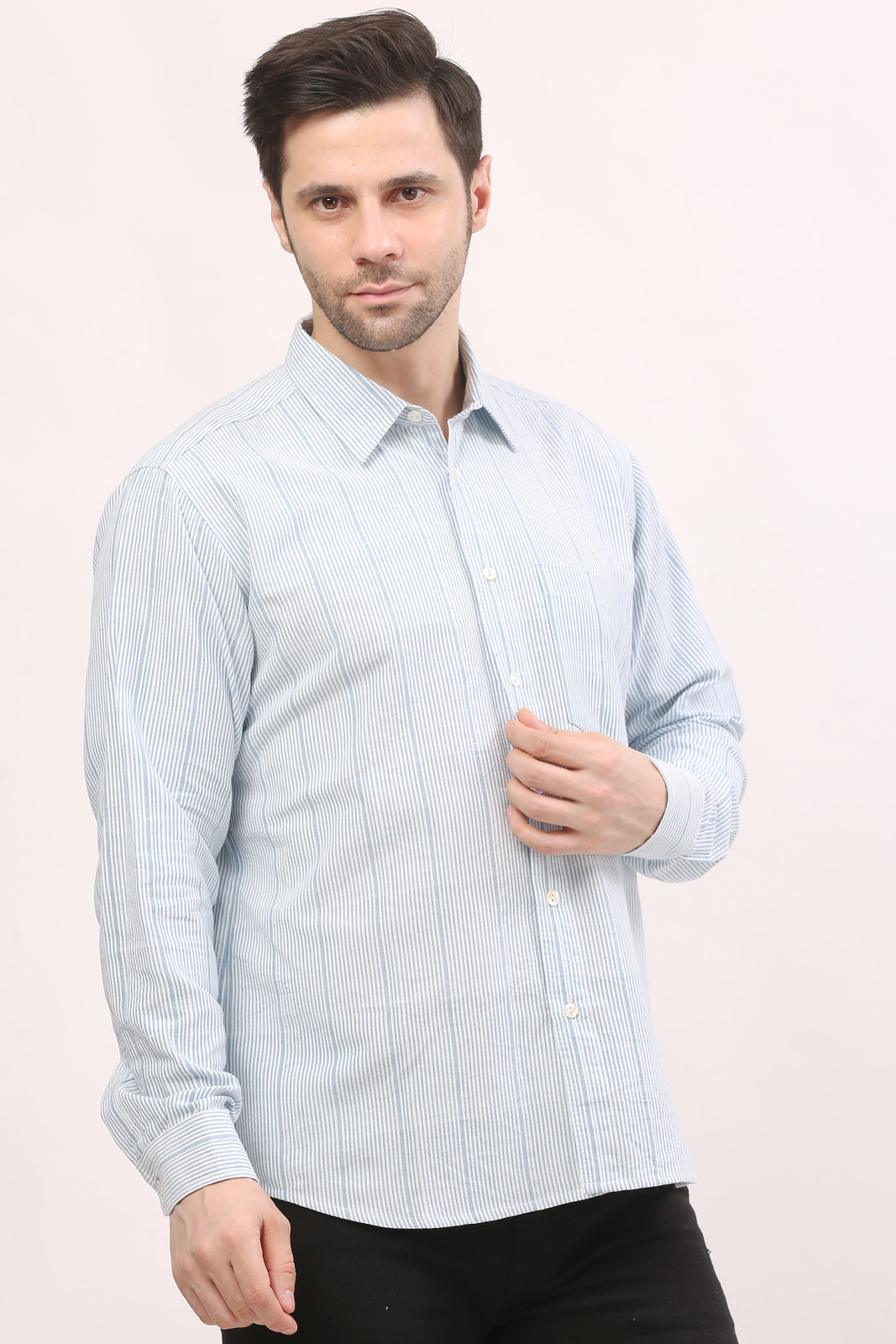 Sky Blue Micro-Striped Handloom Shirt