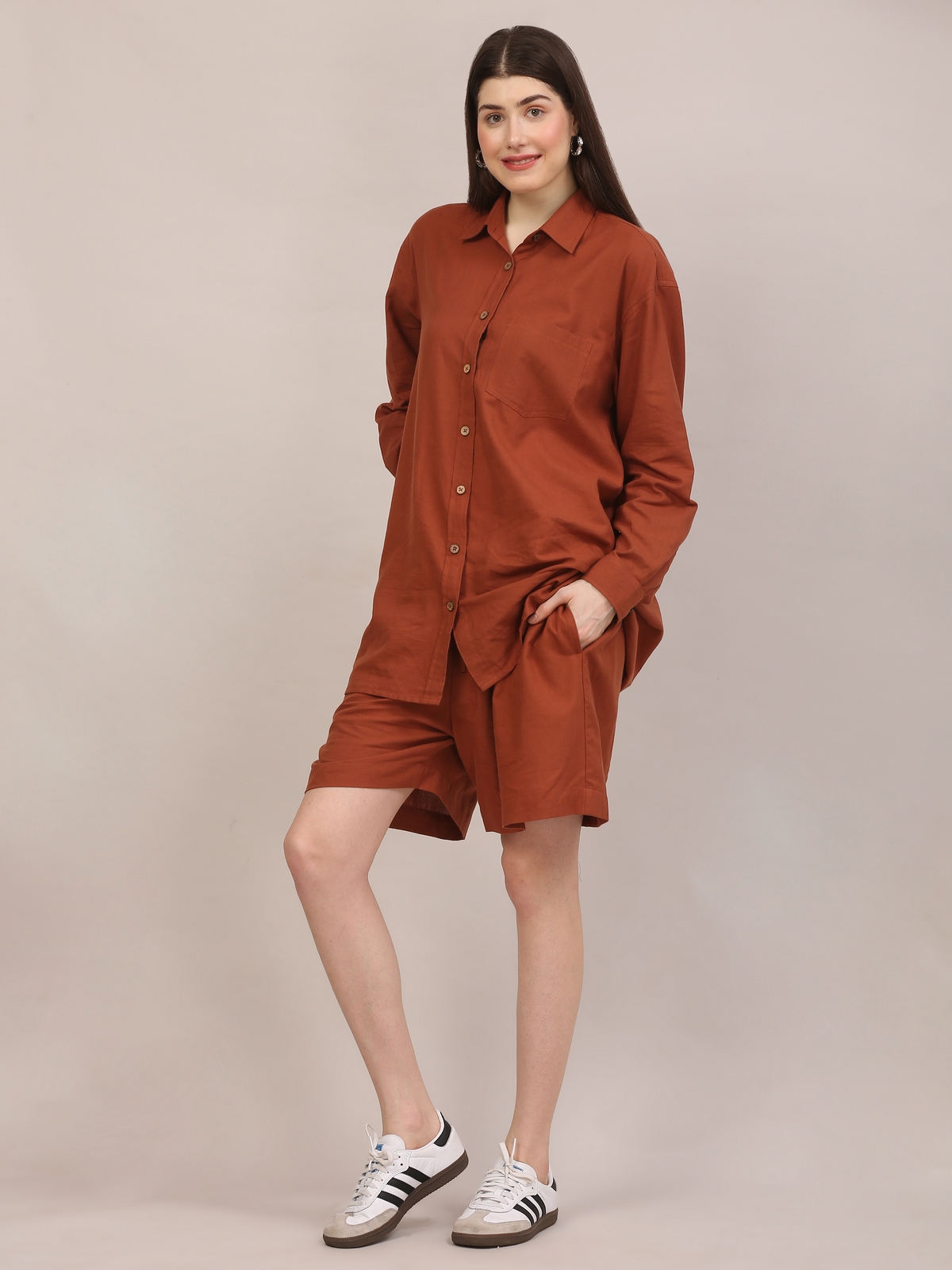 Handloom Rust Cotton Co-ord Set