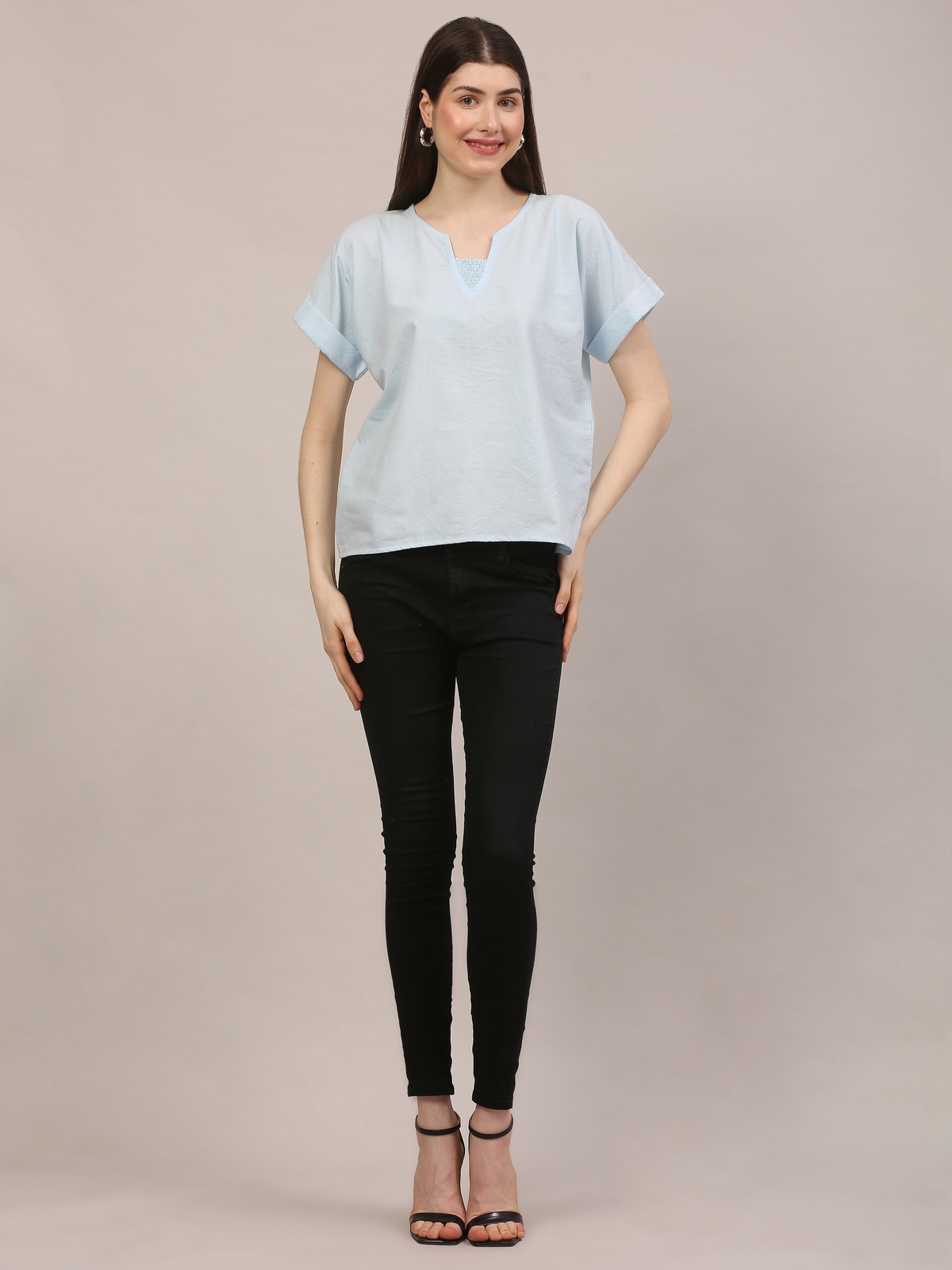 Handloom Light Blue Cotton Top