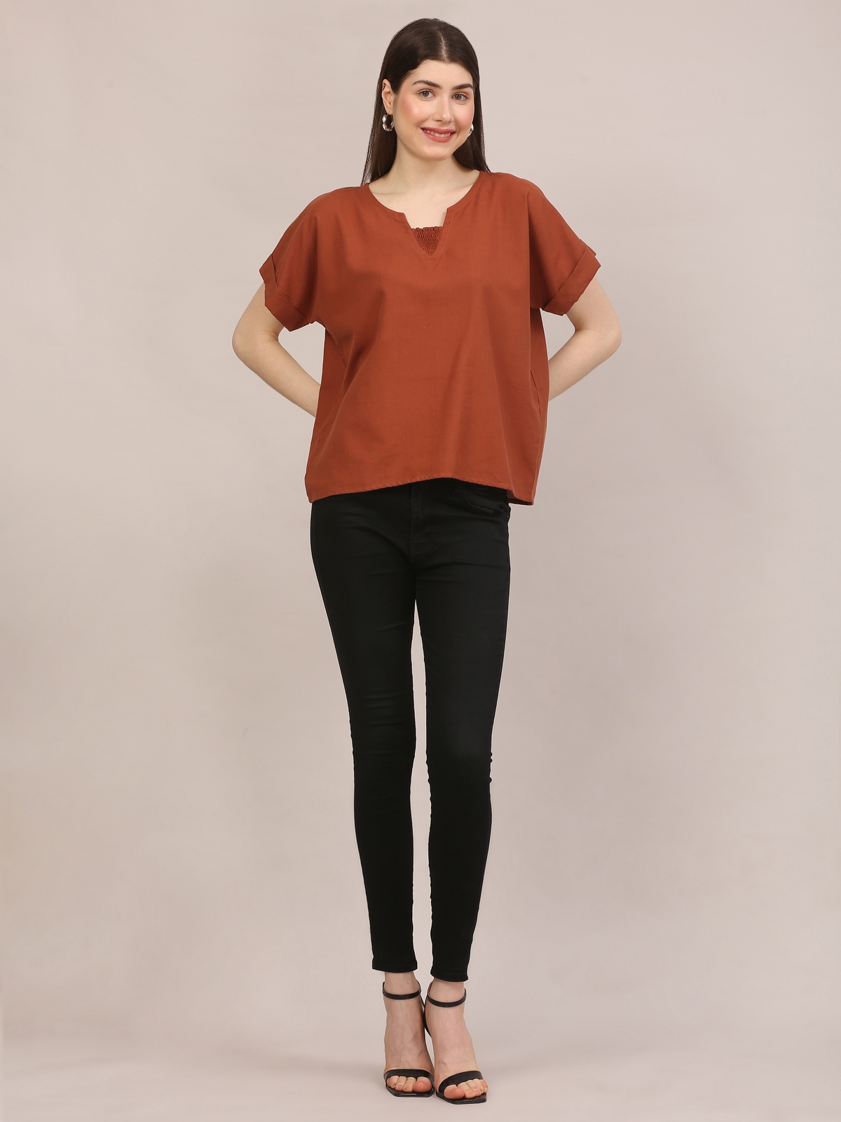 Handloom Rust Brown Cotton Top