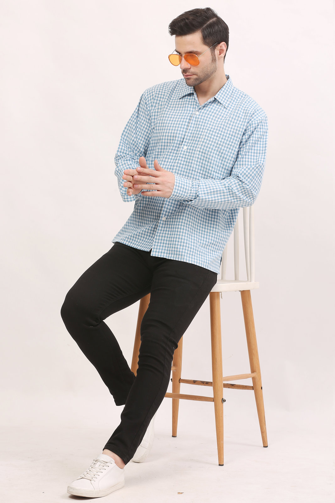 Men's Blue Checkered Shirt