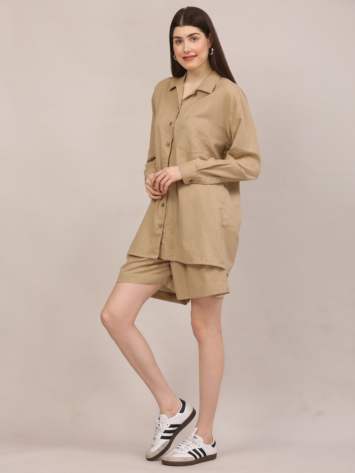 Handloom Beige Cotton Co-ord Set