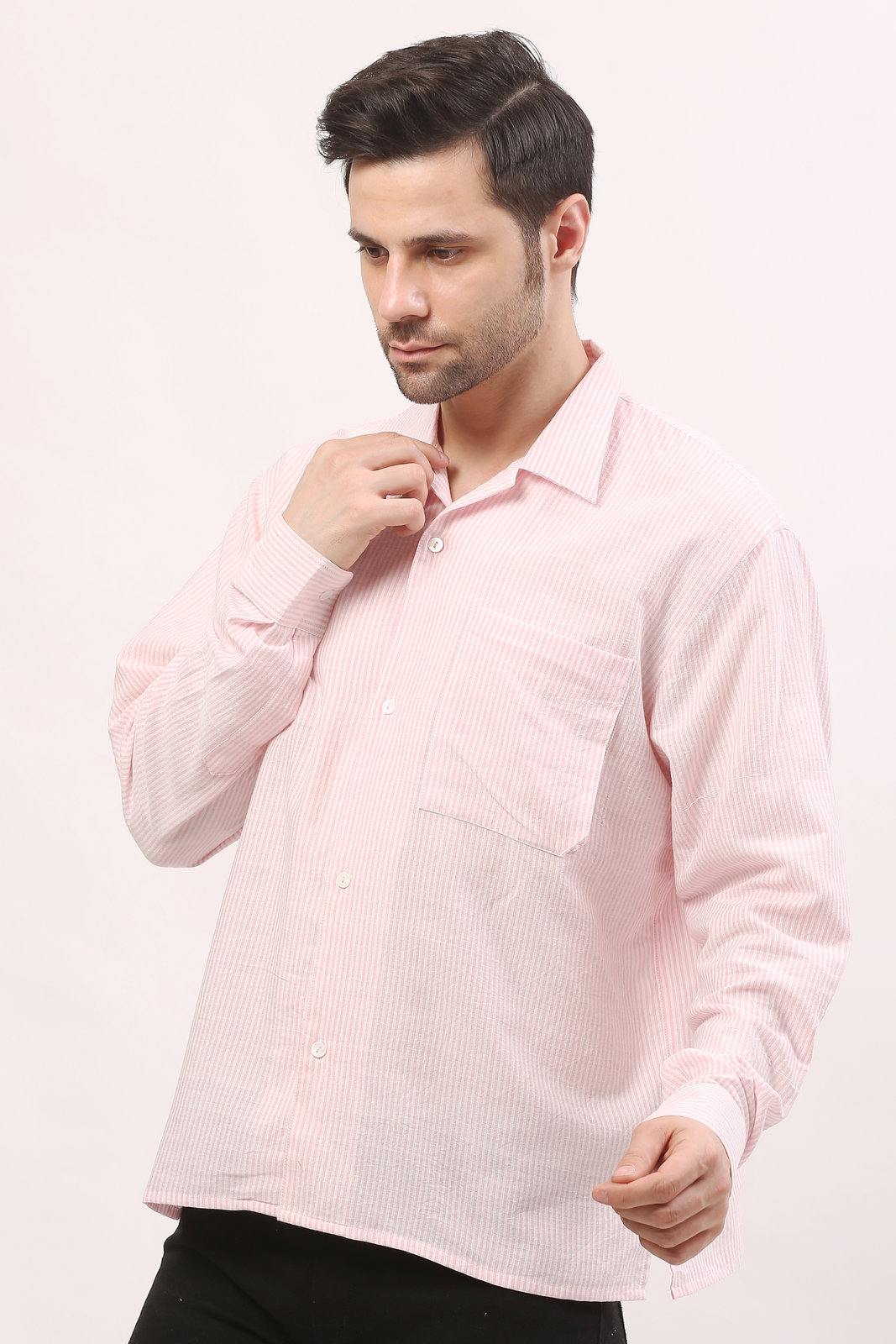 Pink Handloom Striped Shirt
