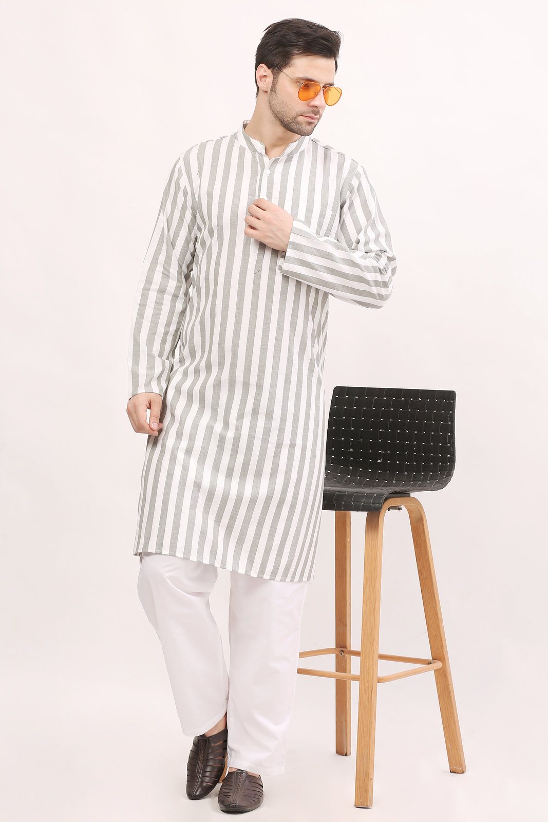 Men's Striped Cotton Kurta
