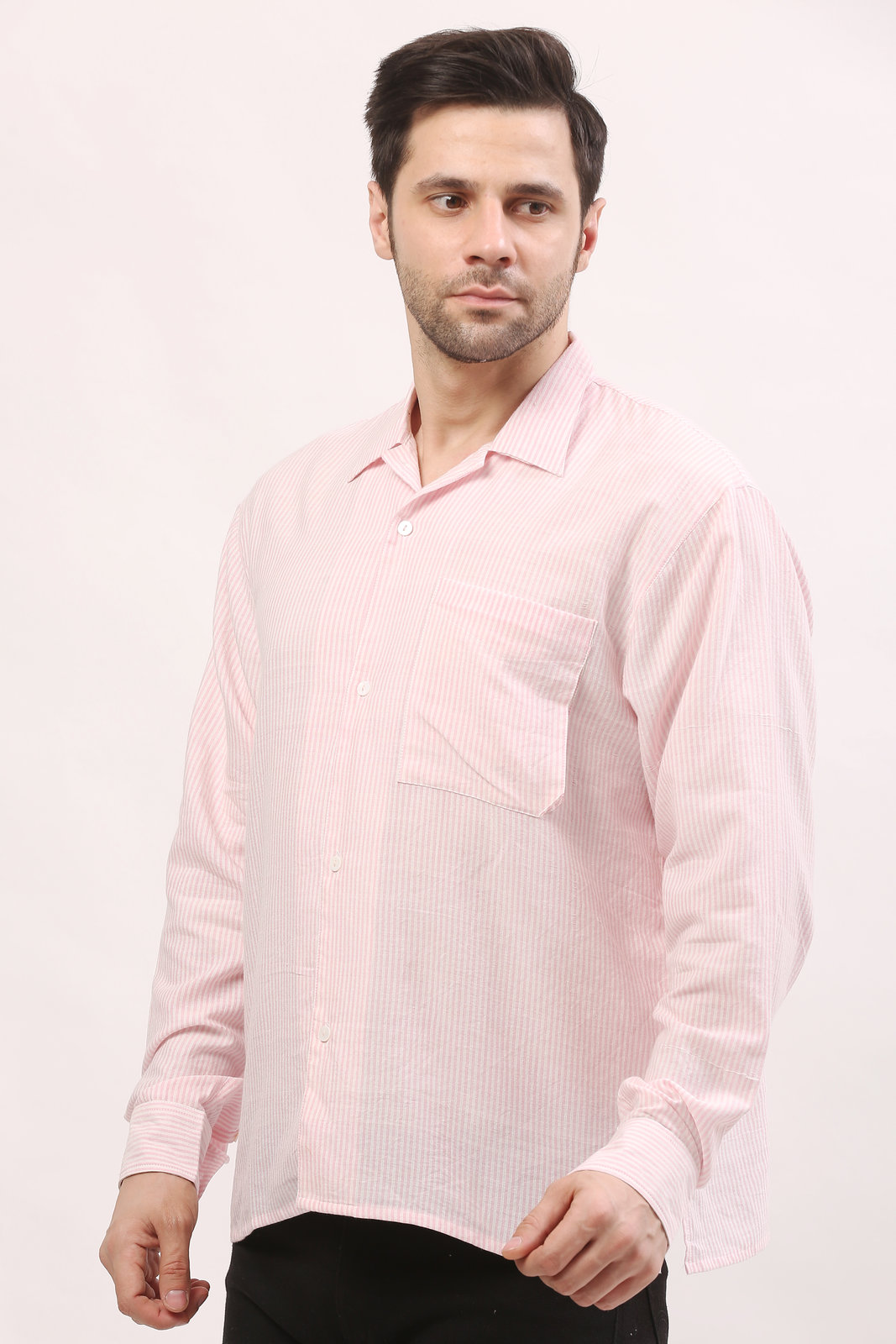 Pink Handloom Striped Shirt