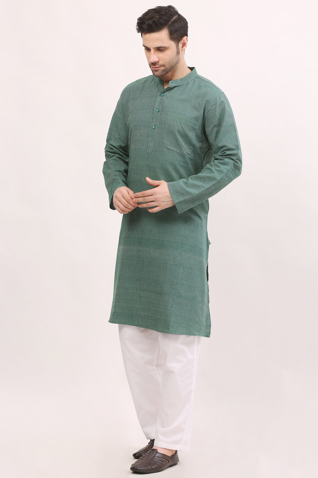 Green Handloom Cotton Kurta