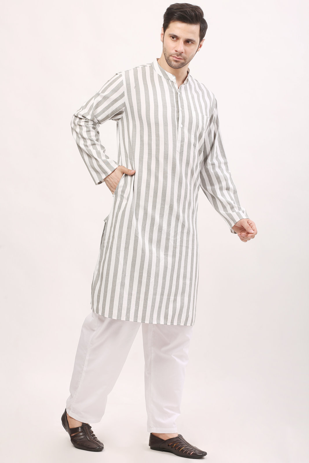 Men's Striped Cotton Kurta