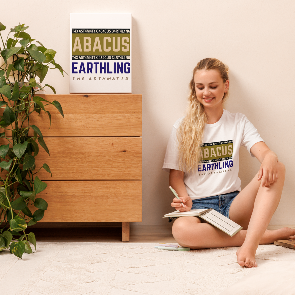 T-shirt - (Asthmatix) Abacus Earthling - White Cotton Tee 