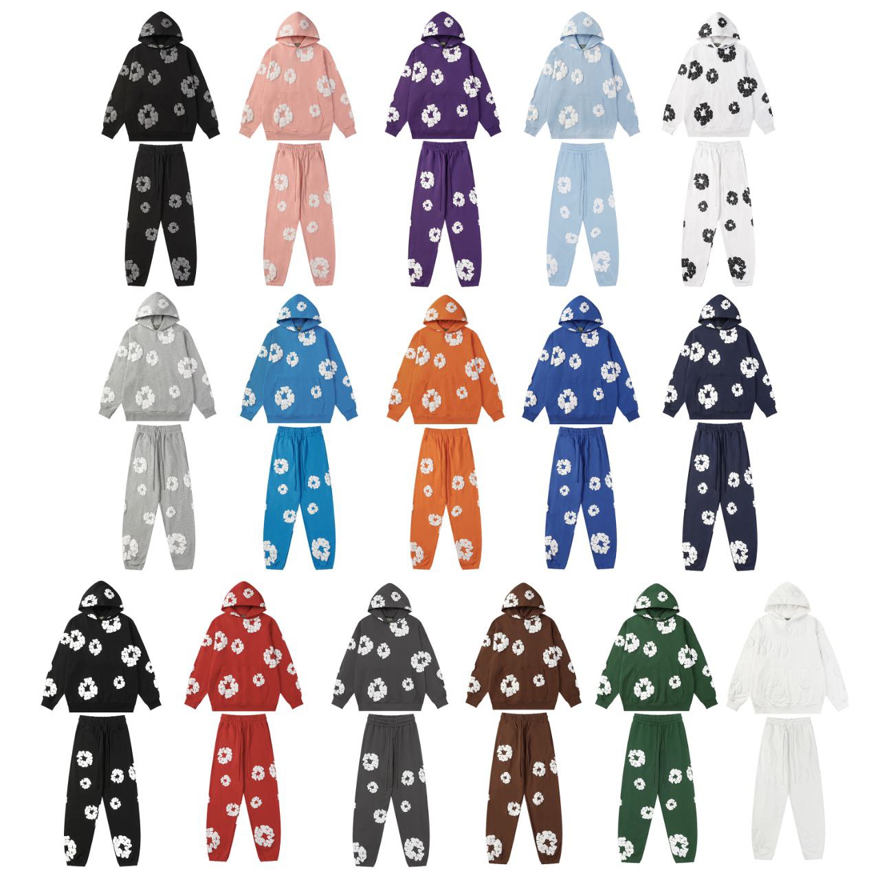 Floral Printed Hoodie and Sweatpants Set