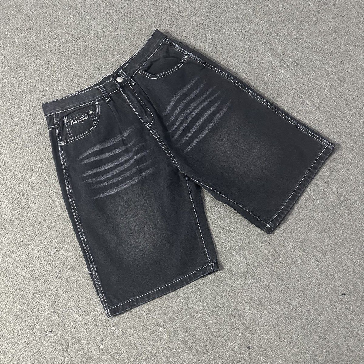 Broken Planet Black Denim Shorts