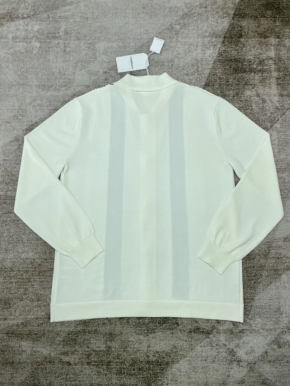 Casablanca White Cardigan with Black Stripes