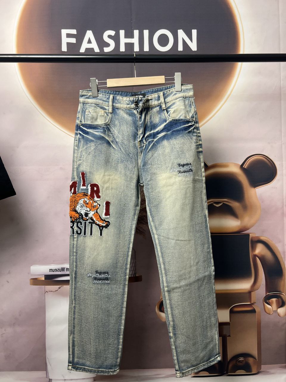 Amiri Embroidered Distressed Jeans