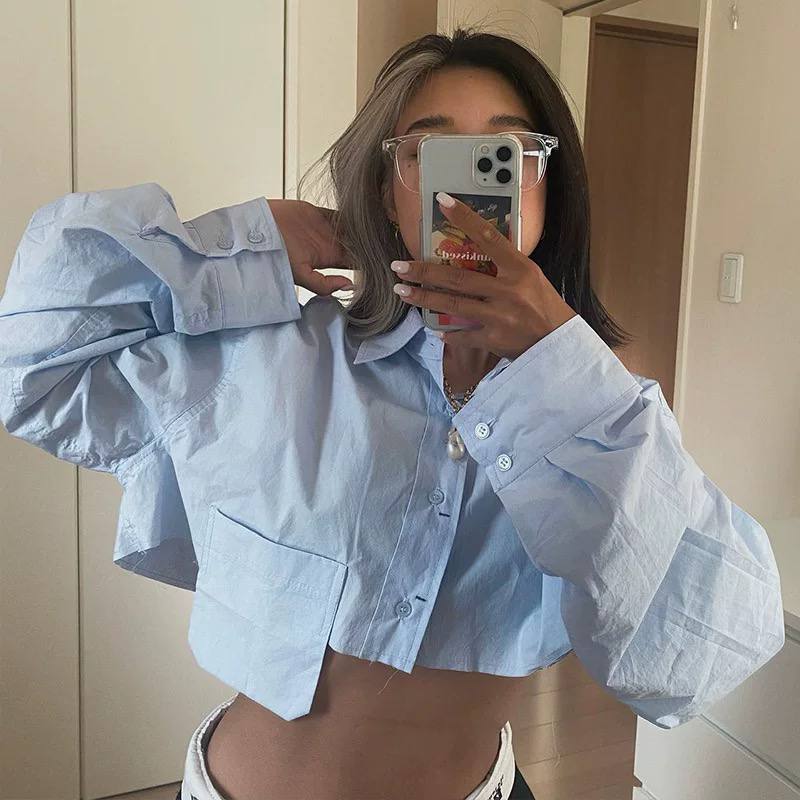 Button-Up Cropped Shirt