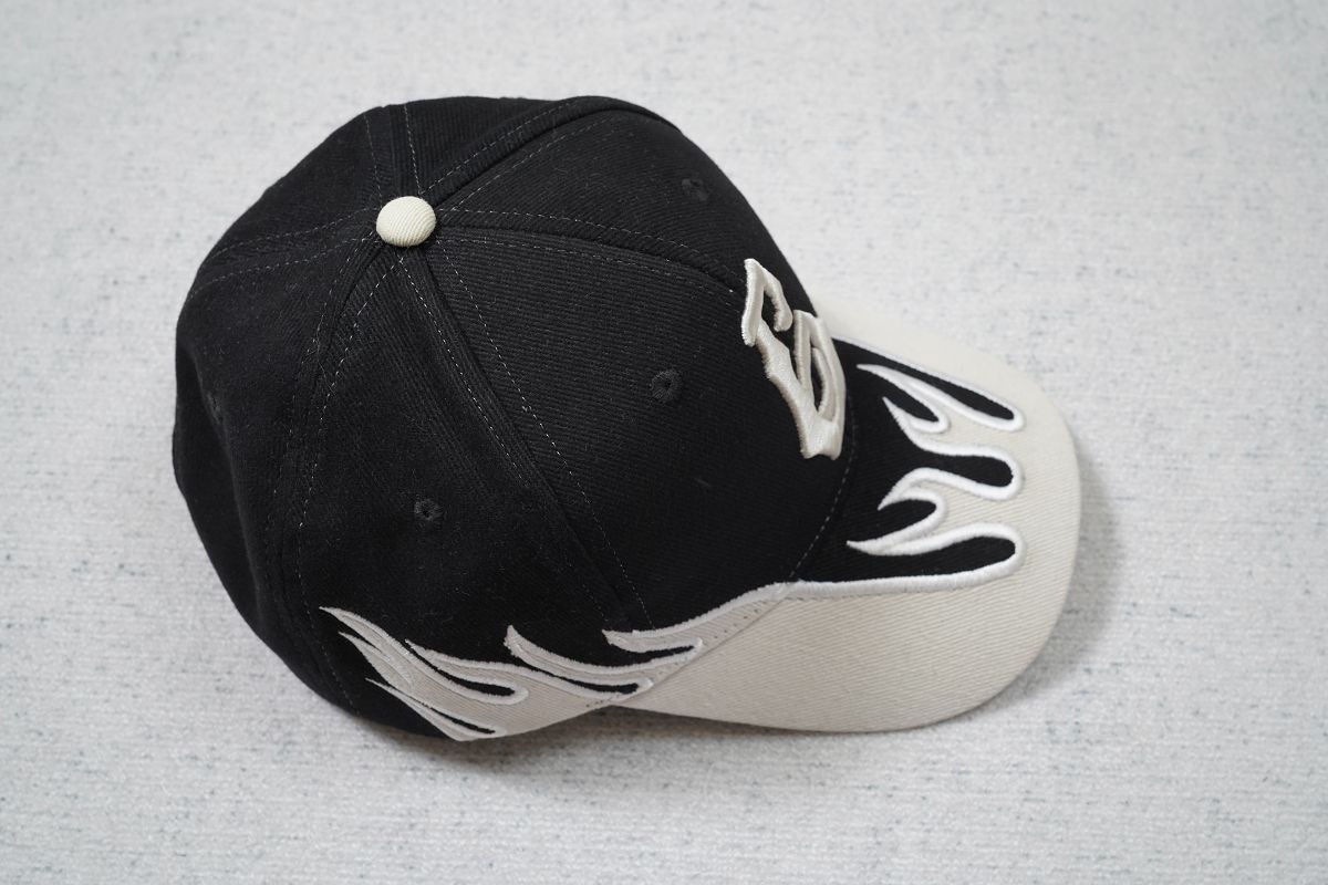 Black and White Cap with Flame Design