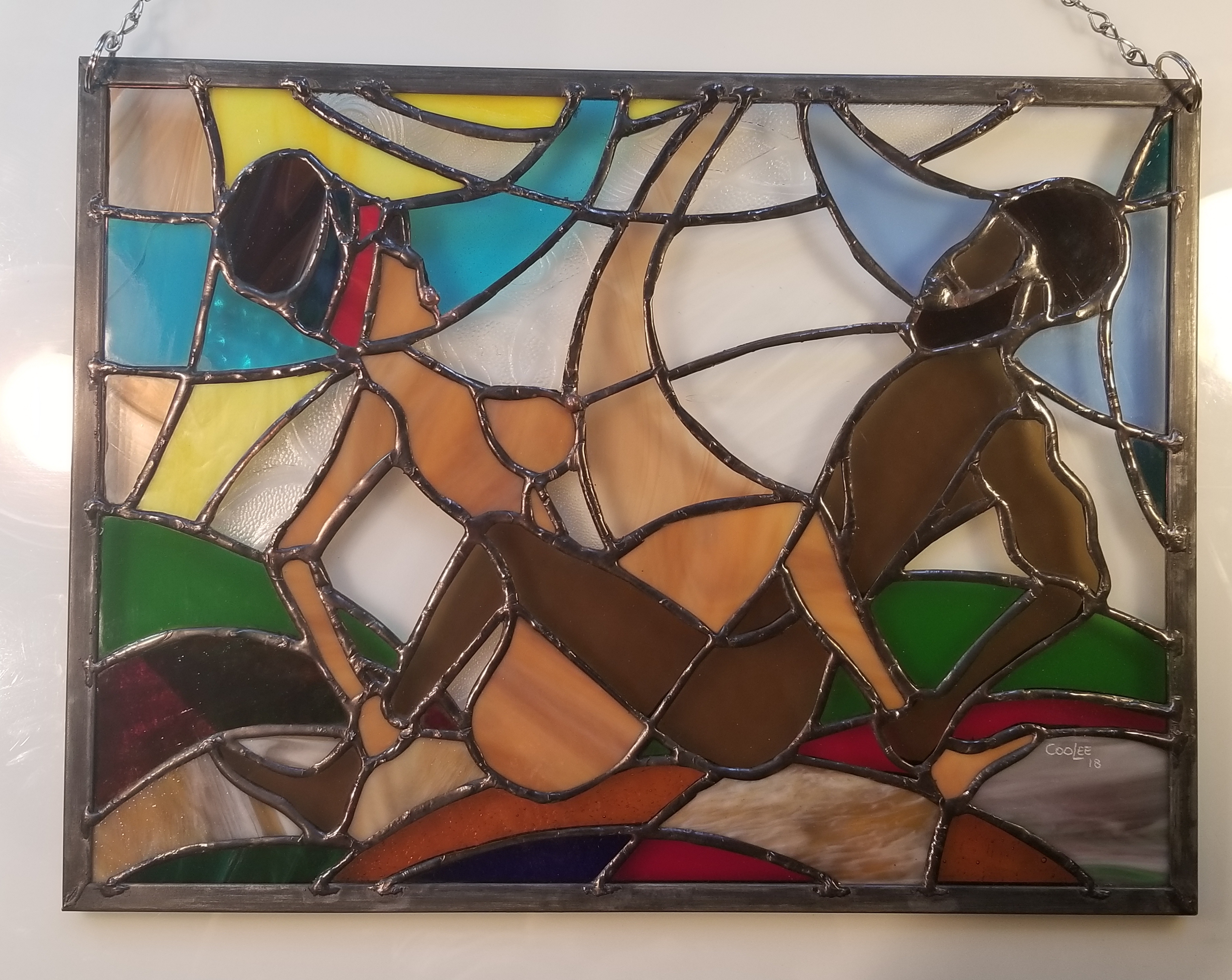 Stained Glass Kama Sutra Art | 12x16 Afrocentric Sensual Panel 