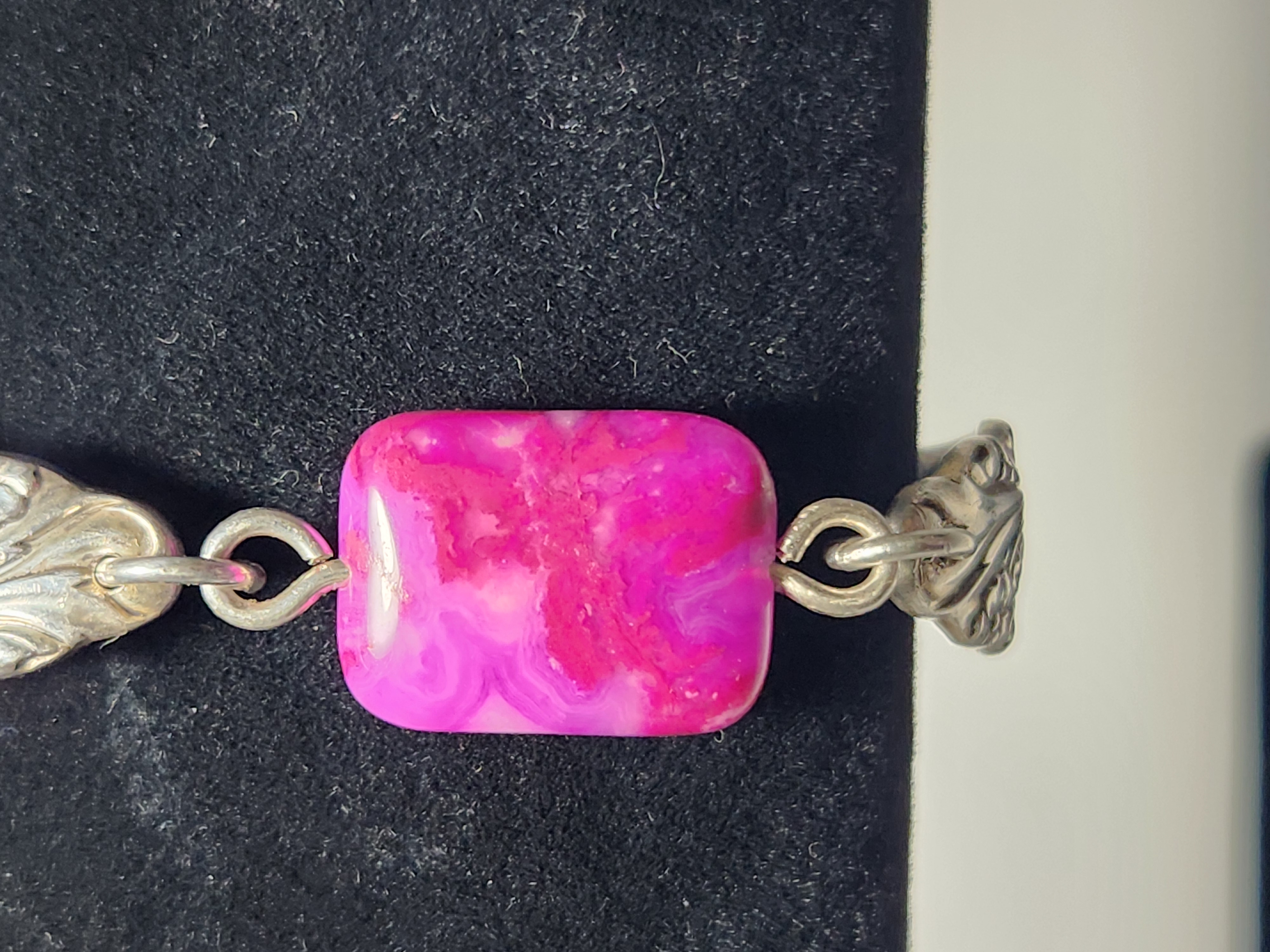 Pink Agate Bracelet | Upcycled Silverware Jewelry | Boosts Clarity