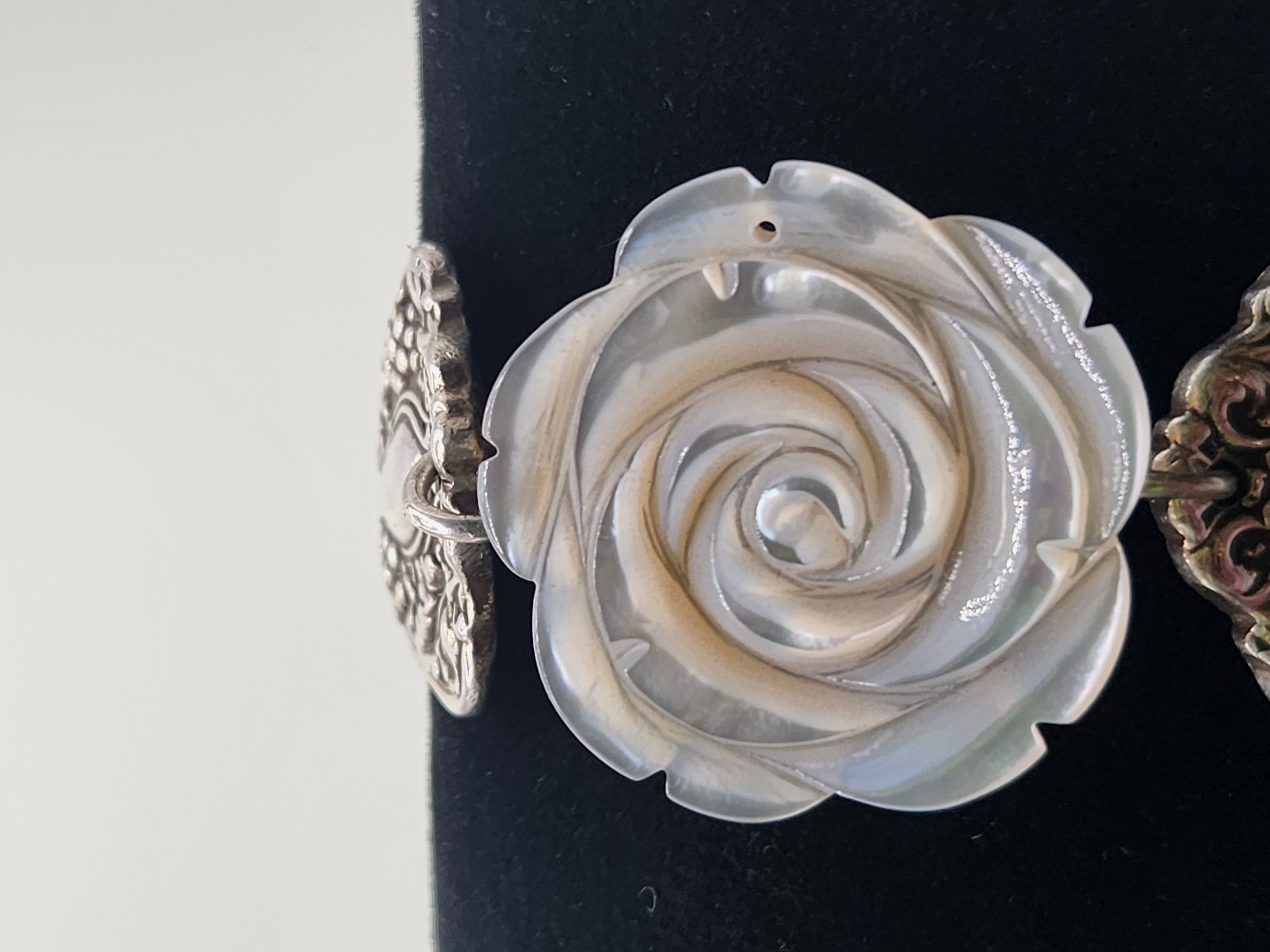 Mother of Pearl Rose Bracelet | Upcycled Silverware Jewelry | Protection & Emotional Balance