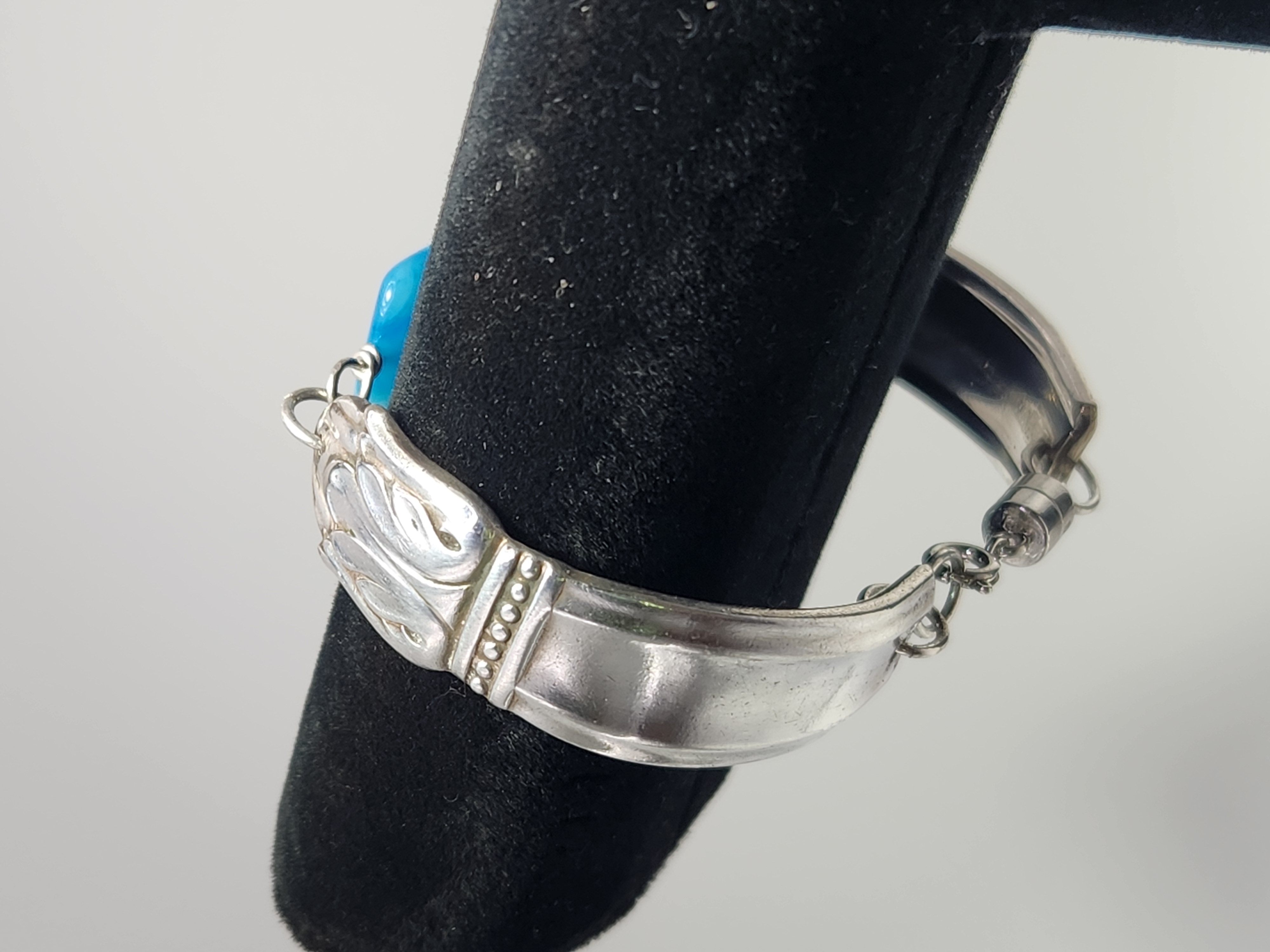 Blue Agate Bracelet | Upcycled Silverware Jewelry | Wisdom & Deep Inner Knowing