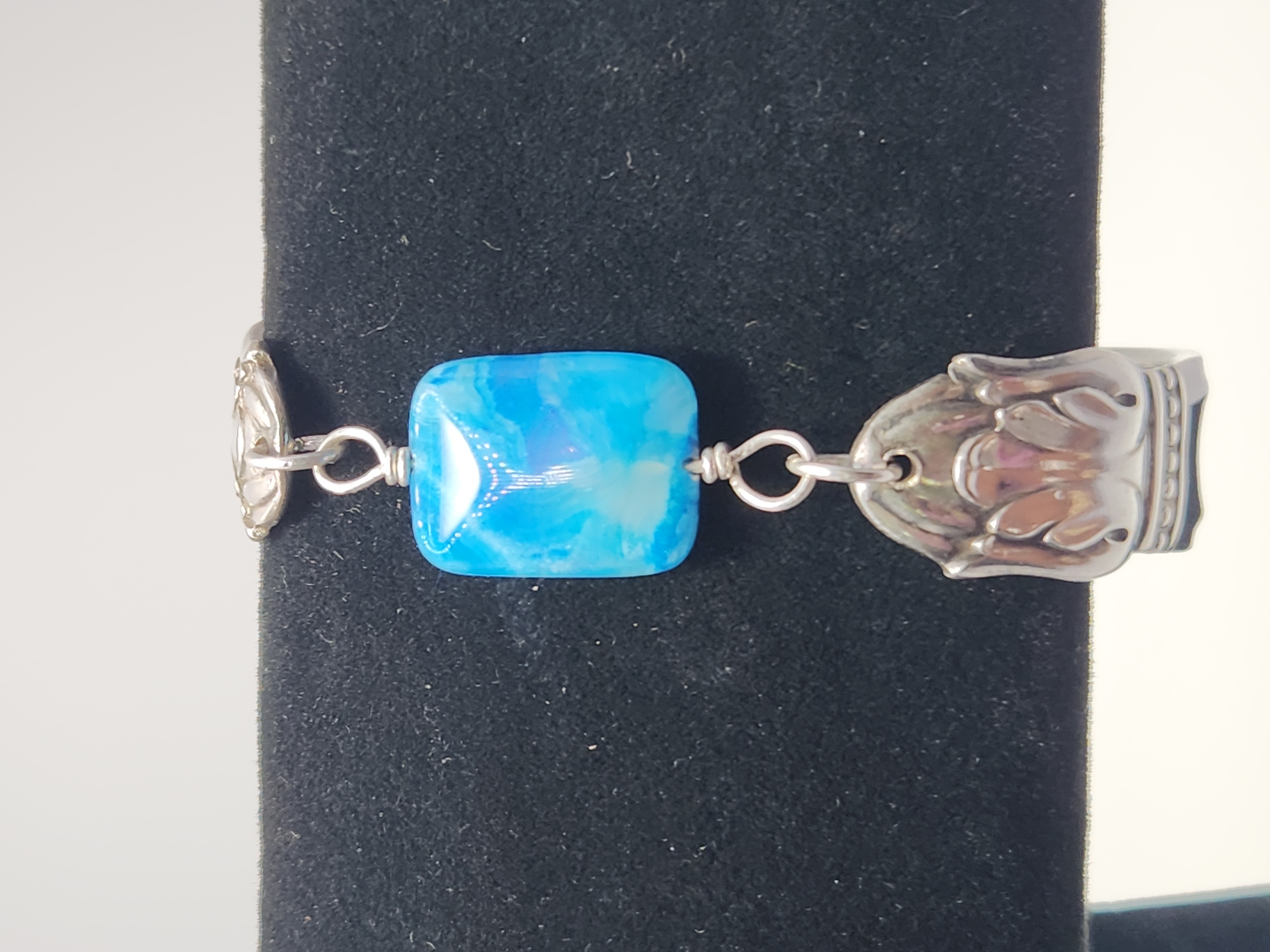Blue Agate Bracelet | Upcycled Silverware Jewelry | Wisdom & Deep Inner Knowing