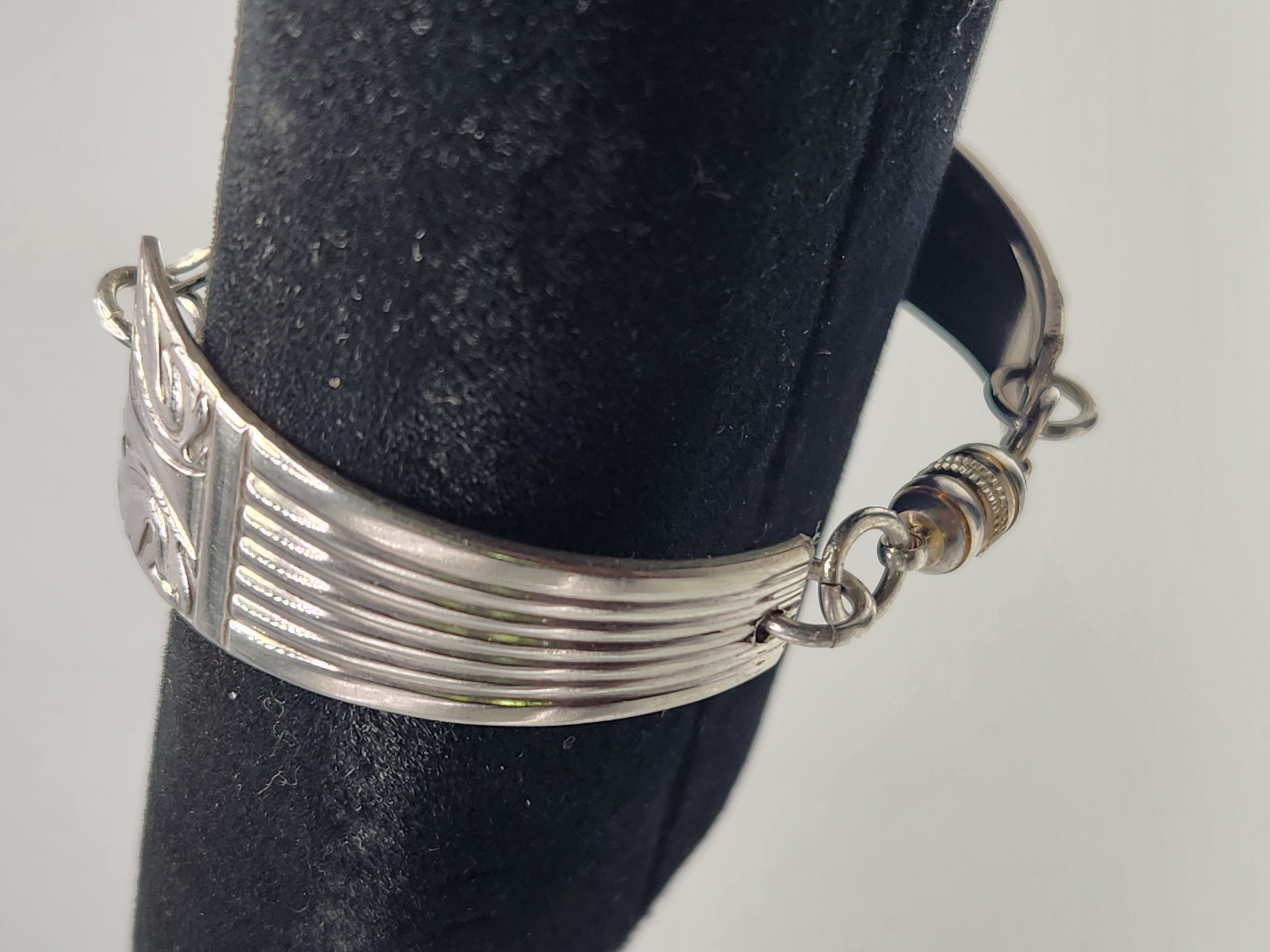 White & Blue Evil Eye Bracelet | Upcycled Silverware Jewelry | Ward Off Negativity and Deflect Harmful Energy