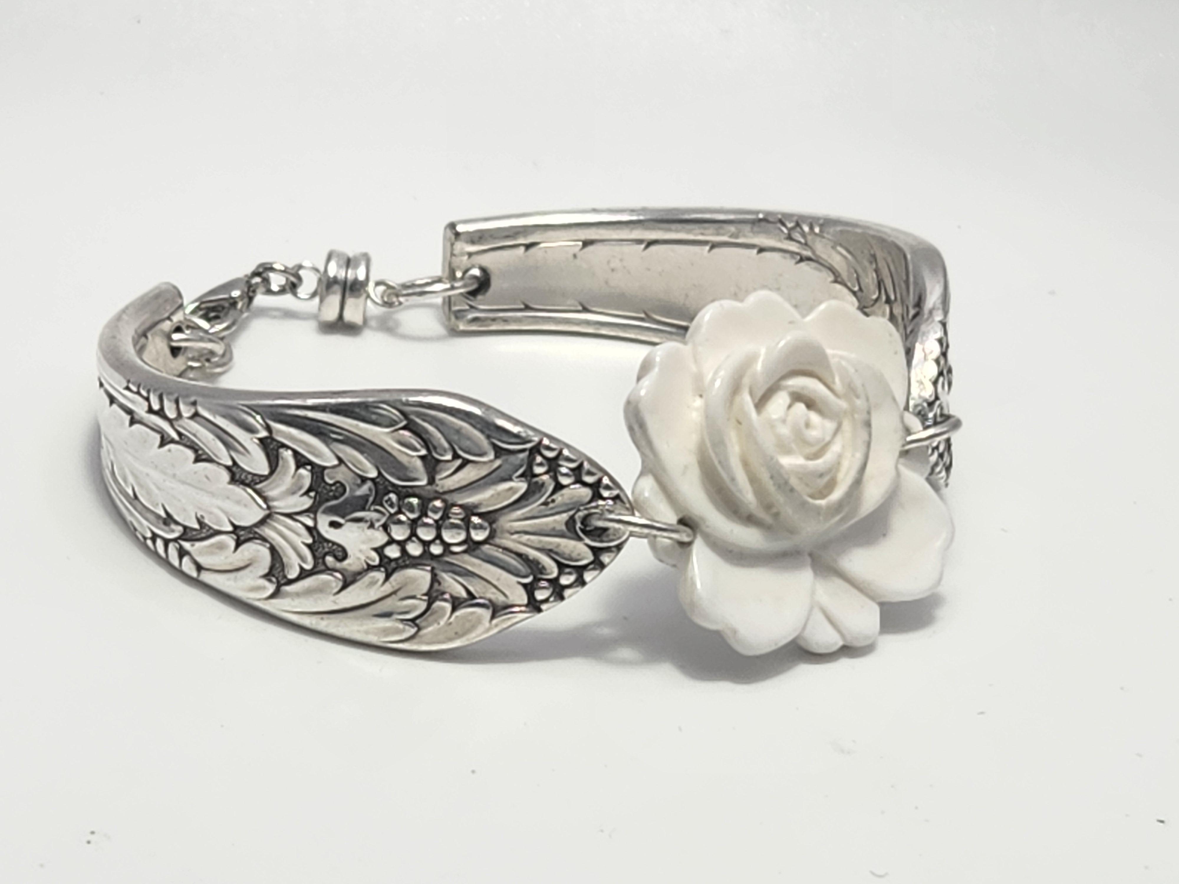 Marquise White Agate Rose Bracelet | Peace & Balance