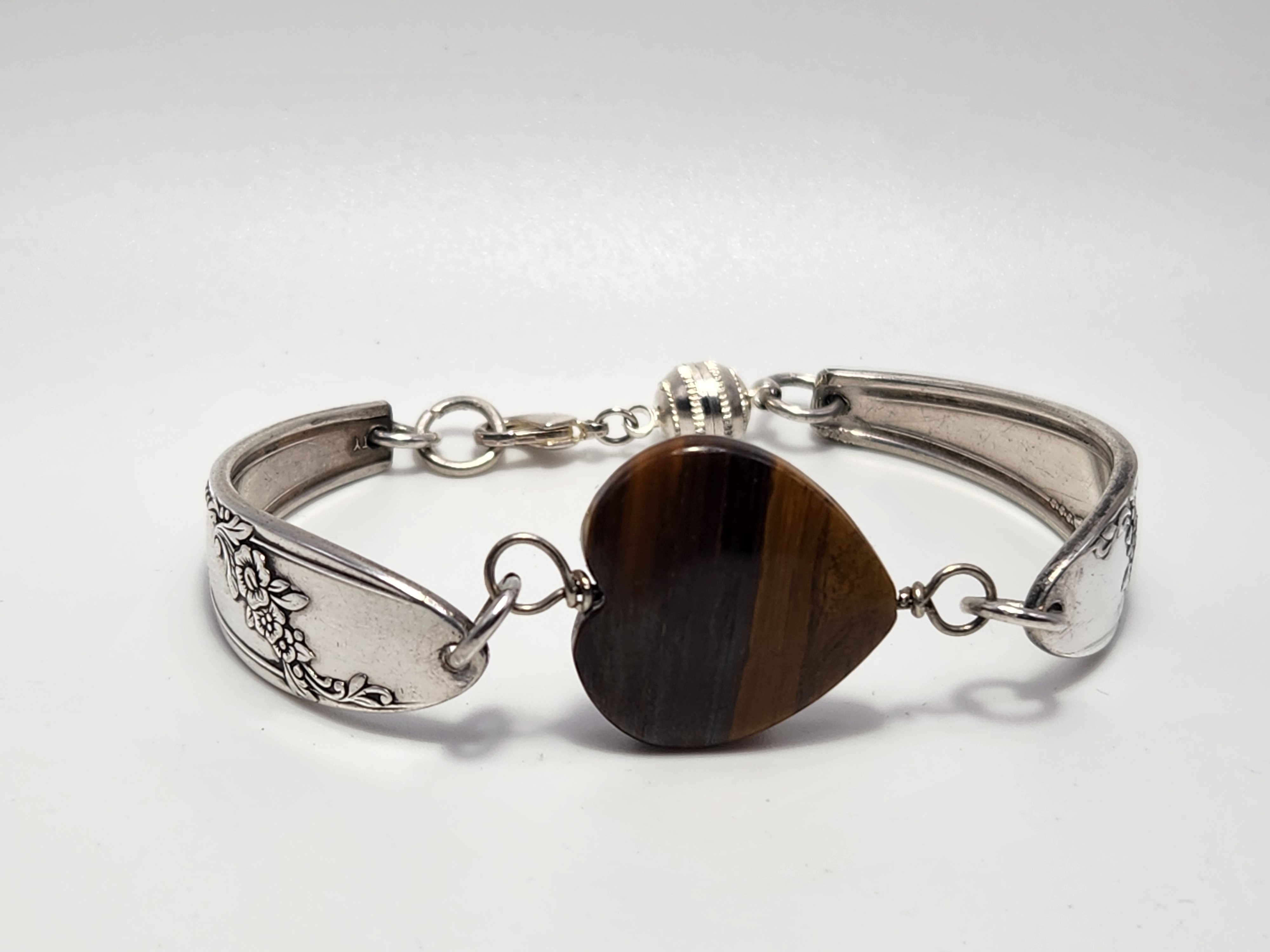 Tiger Iron Heart Bracelet | Upcycled Silverware Jewelry | Creativity & Inner Strength
