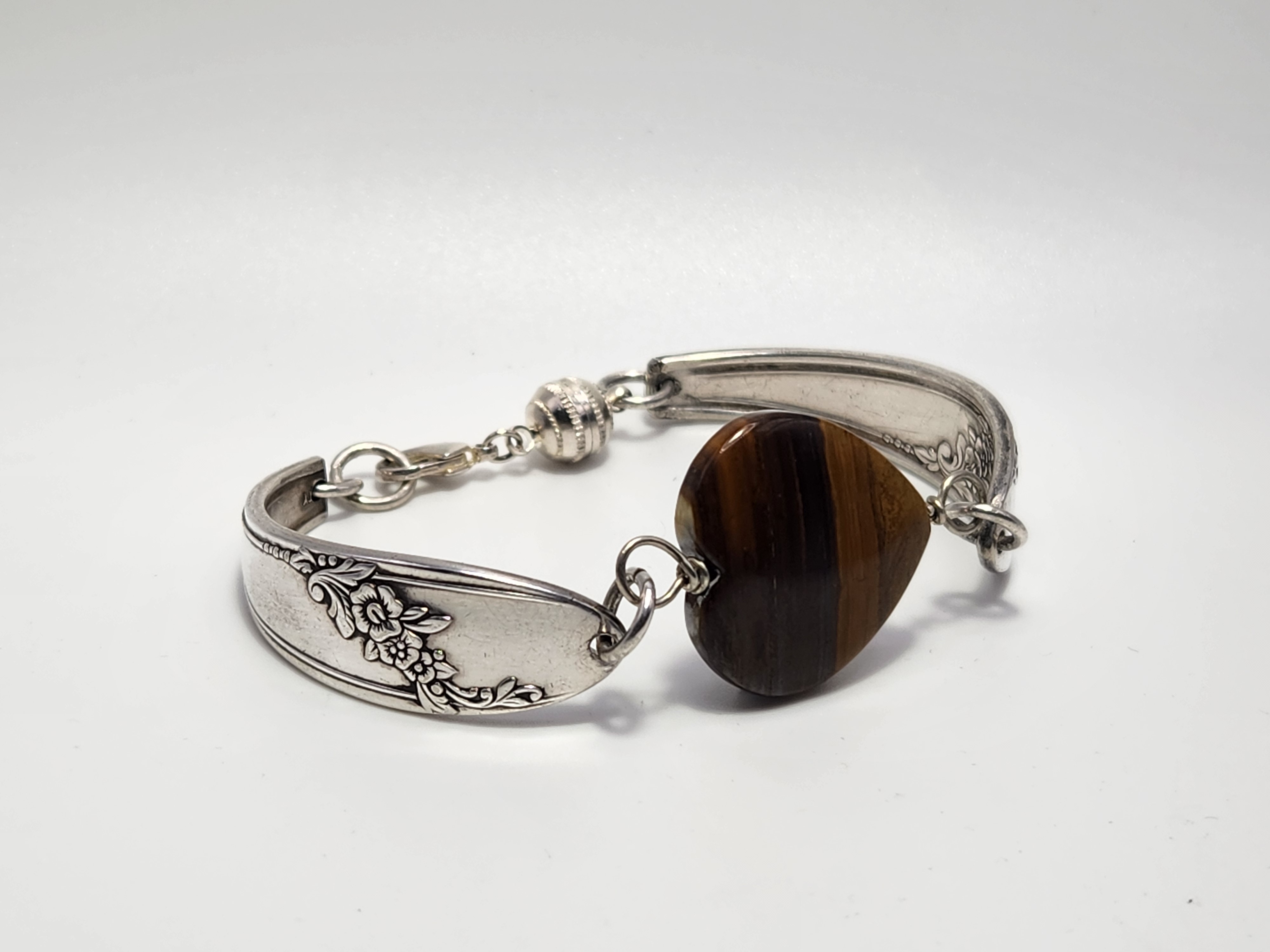 Tiger Iron Heart Bracelet | Upcycled Silverware Jewelry | Creativity & Inner Strength