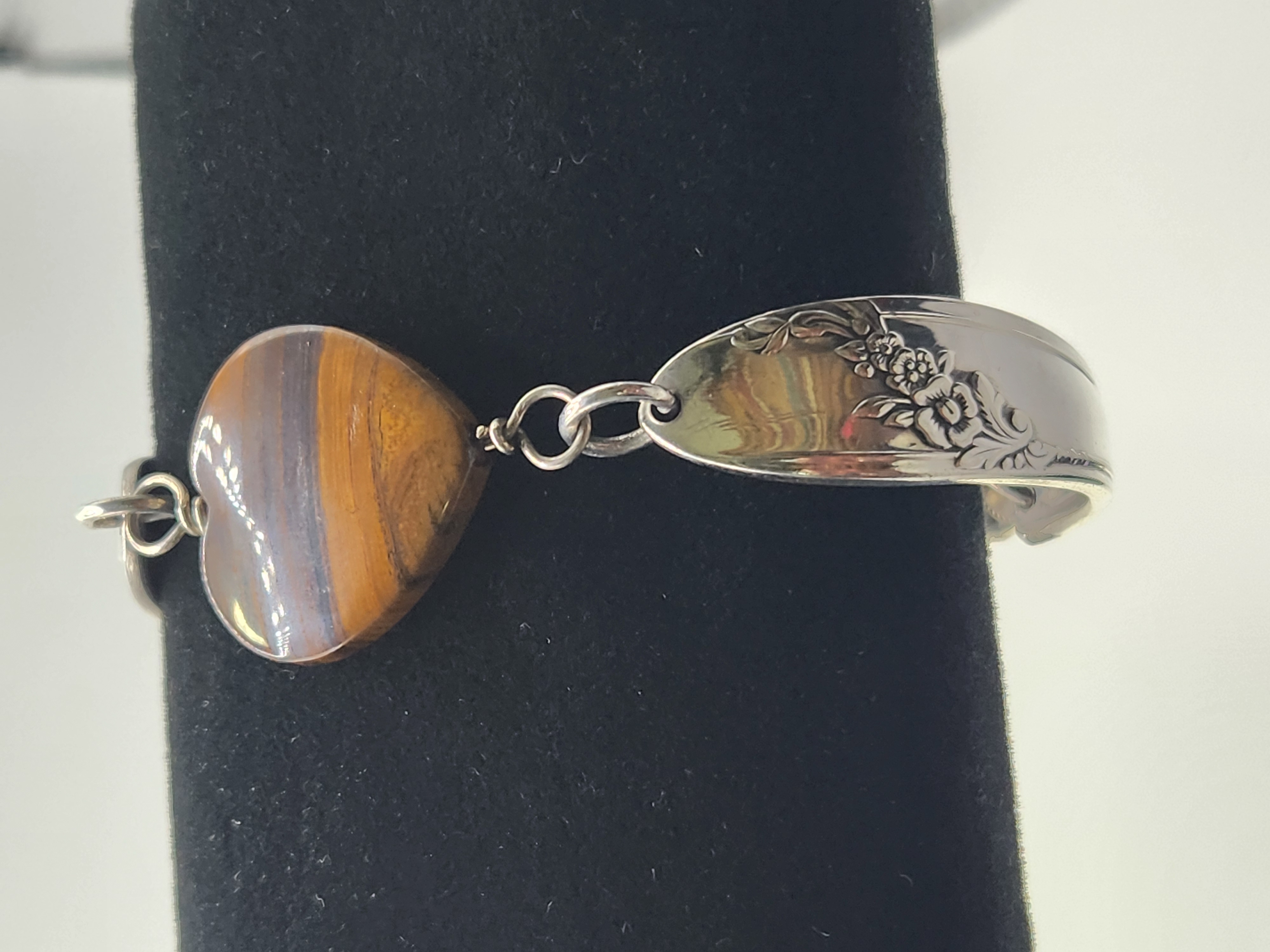 Tiger Iron Heart Bracelet | Upcycled Silverware Jewelry | Creativity & Inner Strength