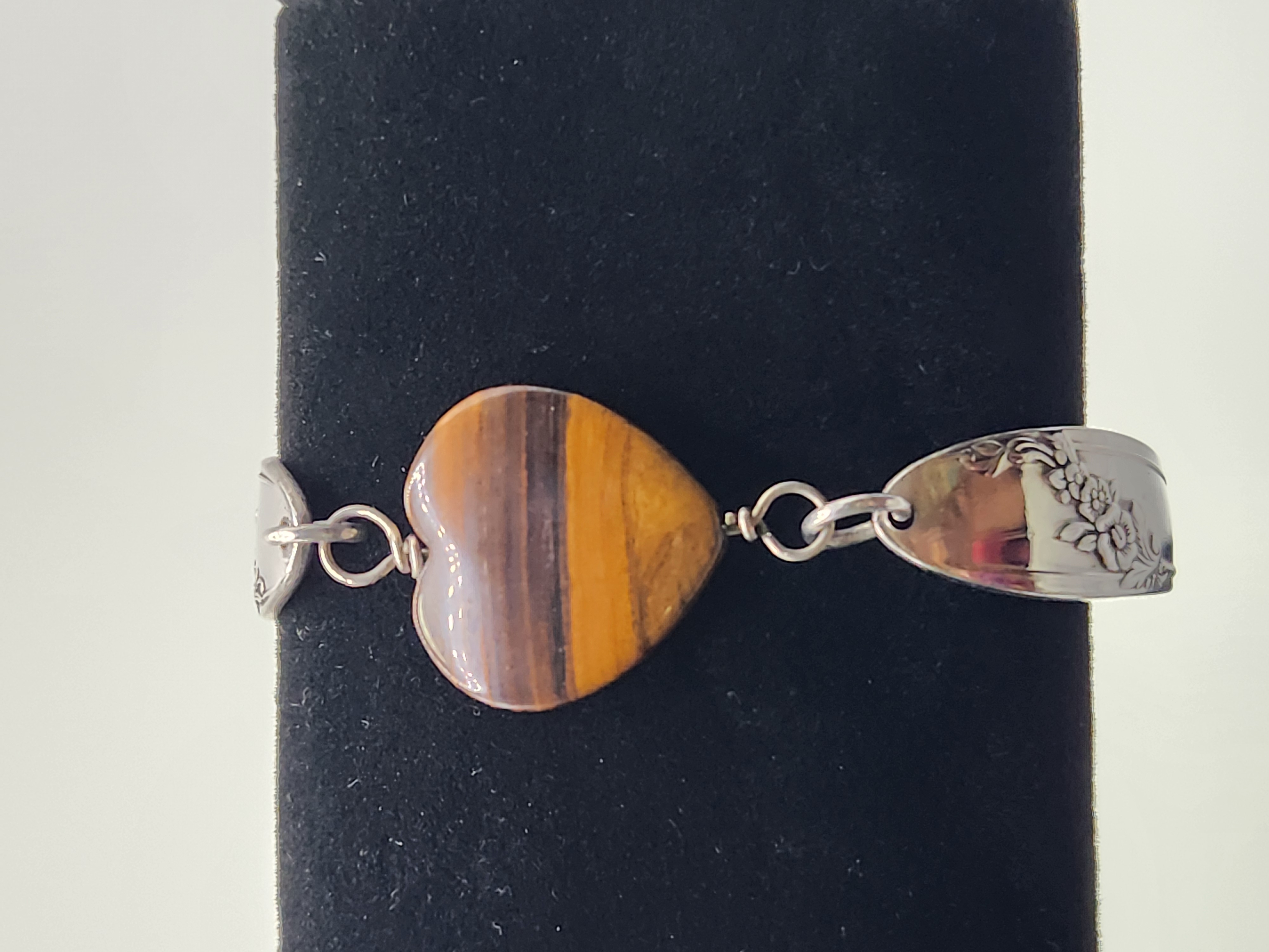 Tiger Iron Heart Bracelet | Upcycled Silverware Jewelry | Creativity & Inner Strength