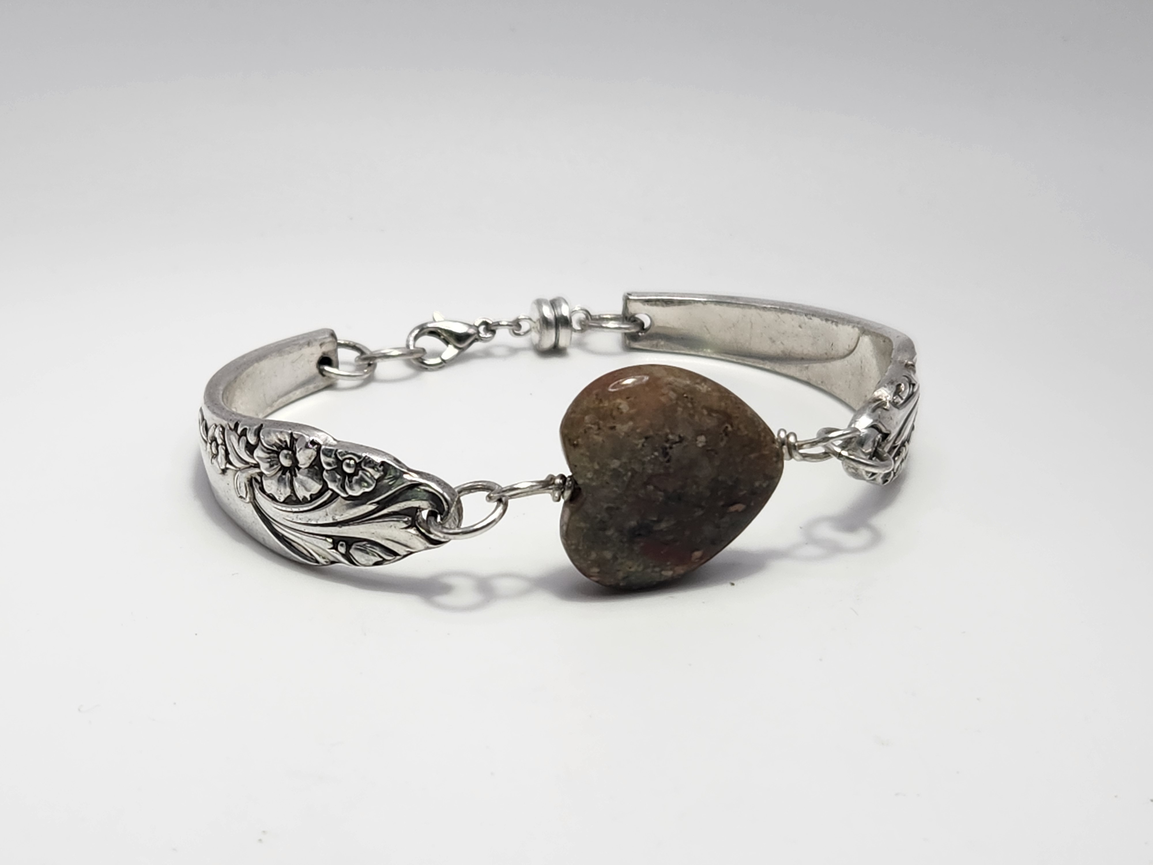 Unakite Heart Bracelet | Upcycled Silverware Jewelry | Emotional Healing & Balance