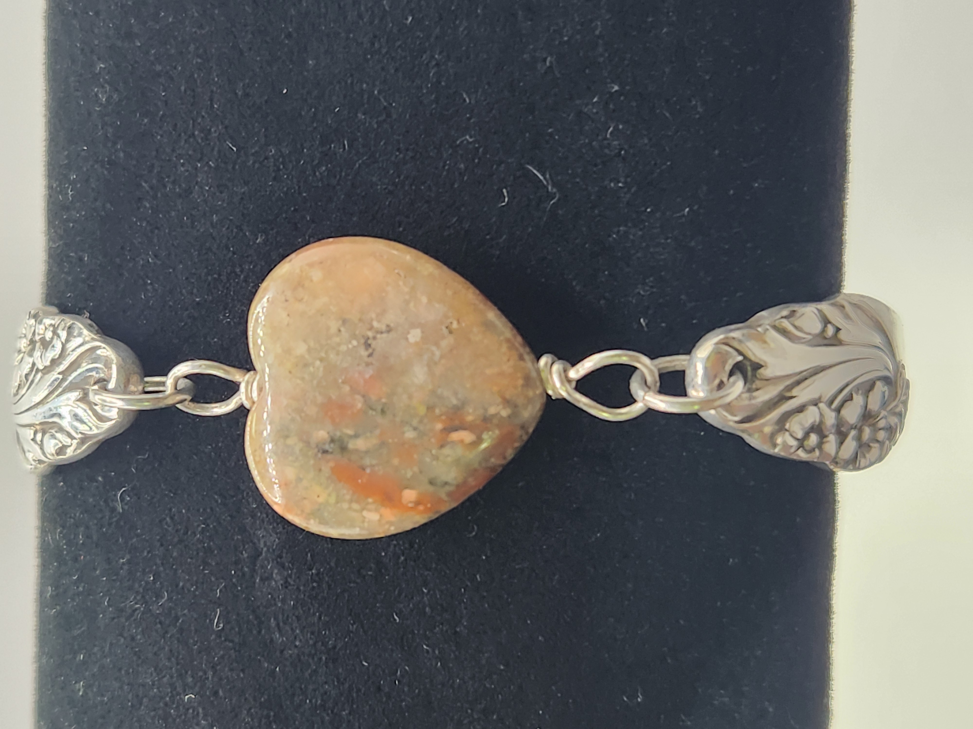 Unakite Heart Bracelet | Upcycled Silverware Jewelry | Emotional Healing & Balance