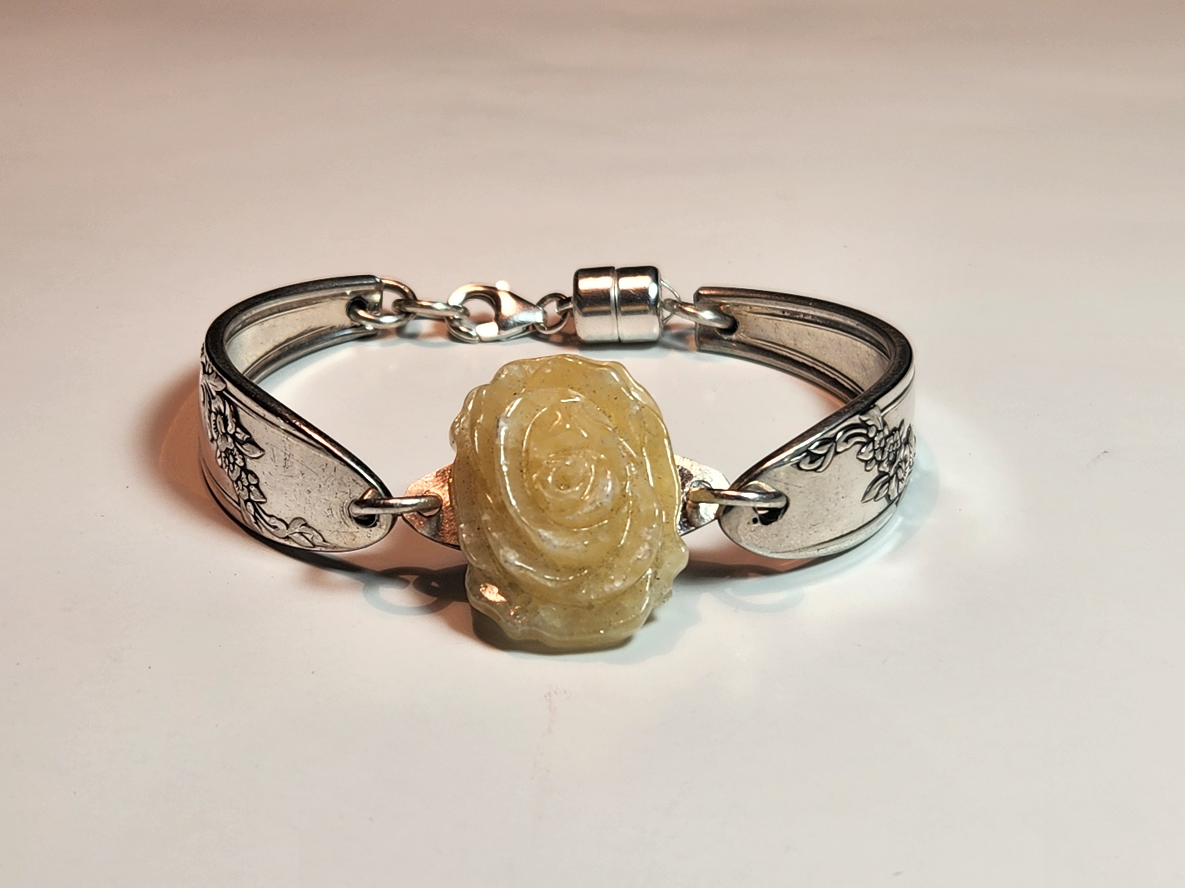 Queen Bess Yellow Jade Rose Bracelet | Protection & Emotional Balance