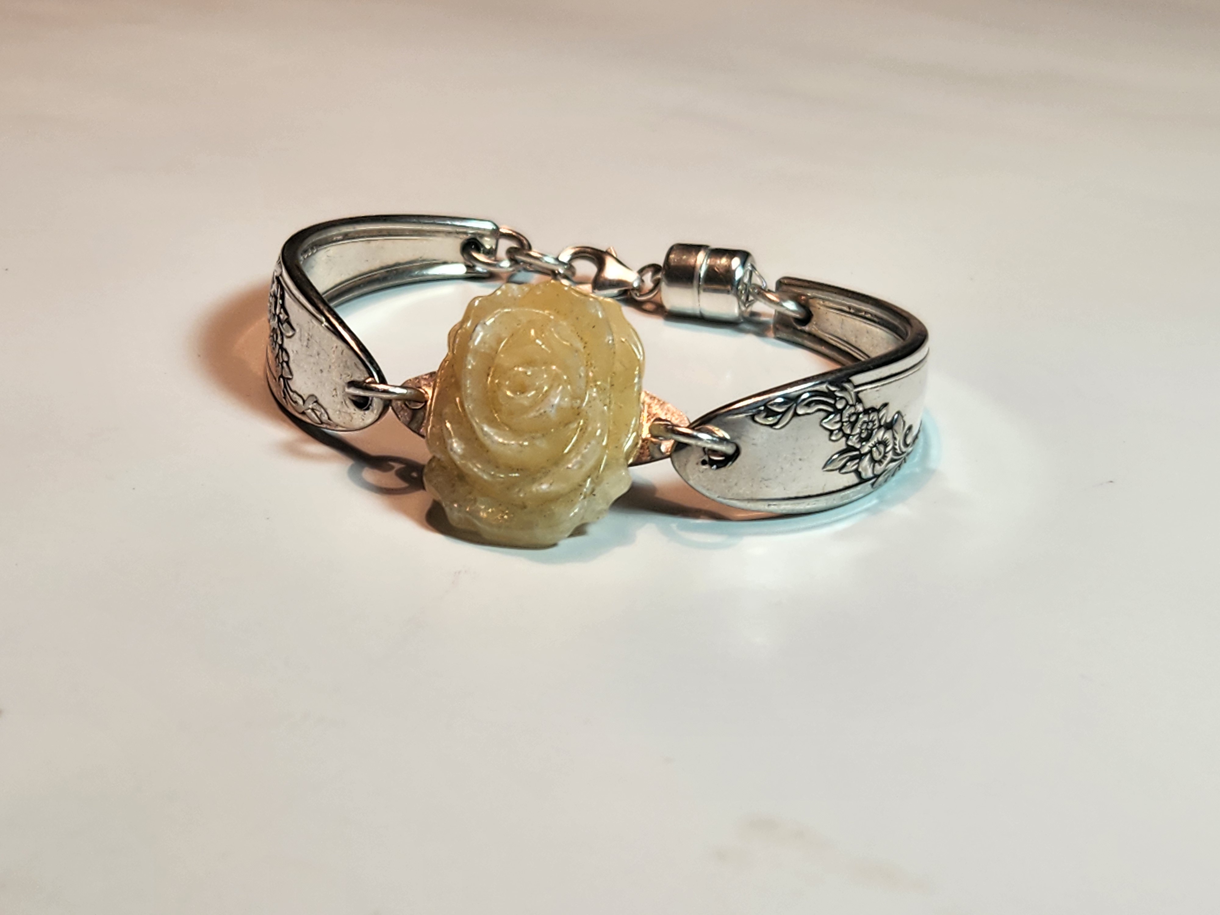 Queen Bess Yellow Jade Rose Bracelet | Protection & Emotional Balance