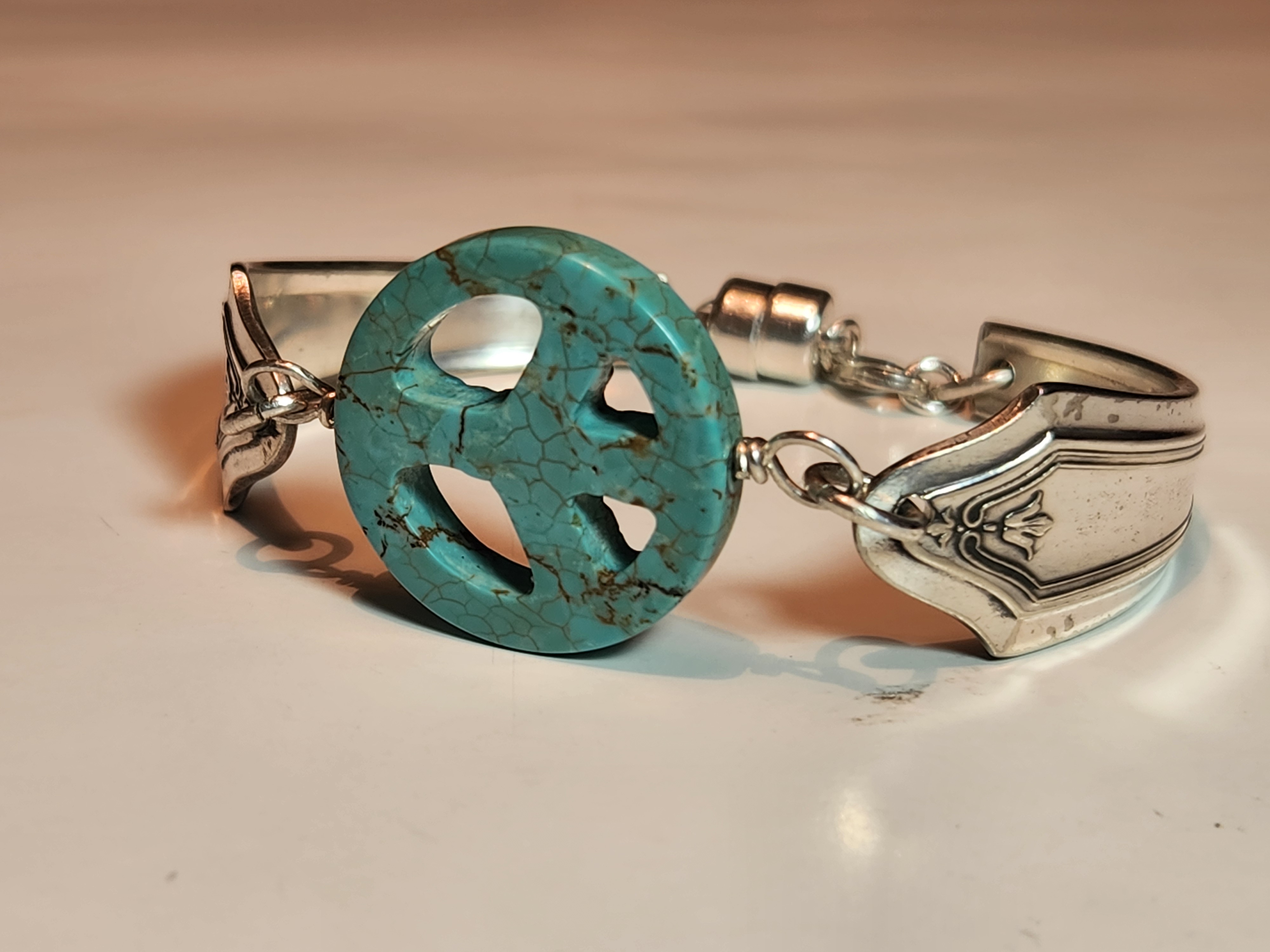Magnesite Piece Sign Bracelet | Upcycled Silverware Jewelry | Calm & Clarity