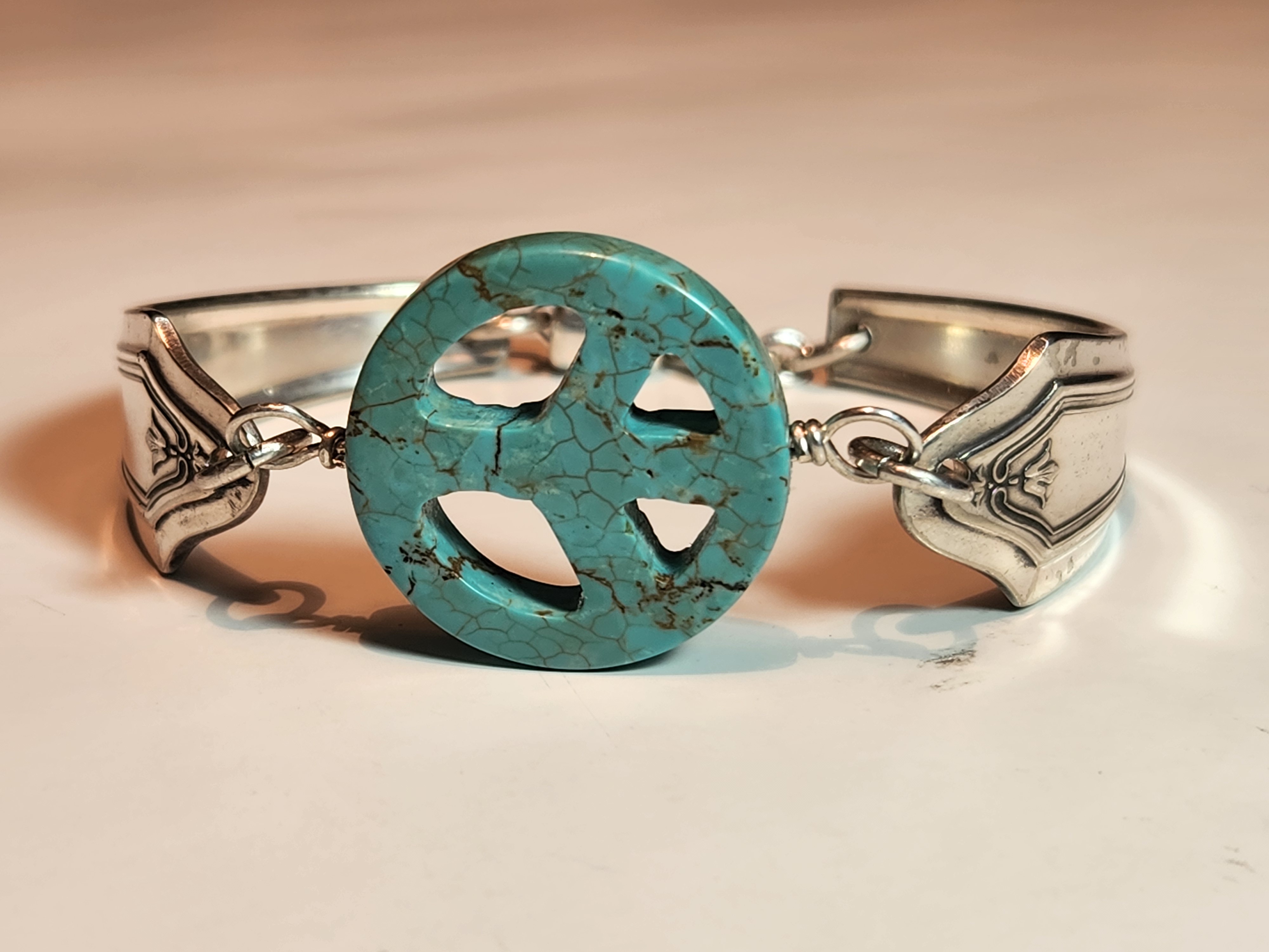 Magnesite Piece Sign Bracelet | Upcycled Silverware Jewelry | Calm & Clarity