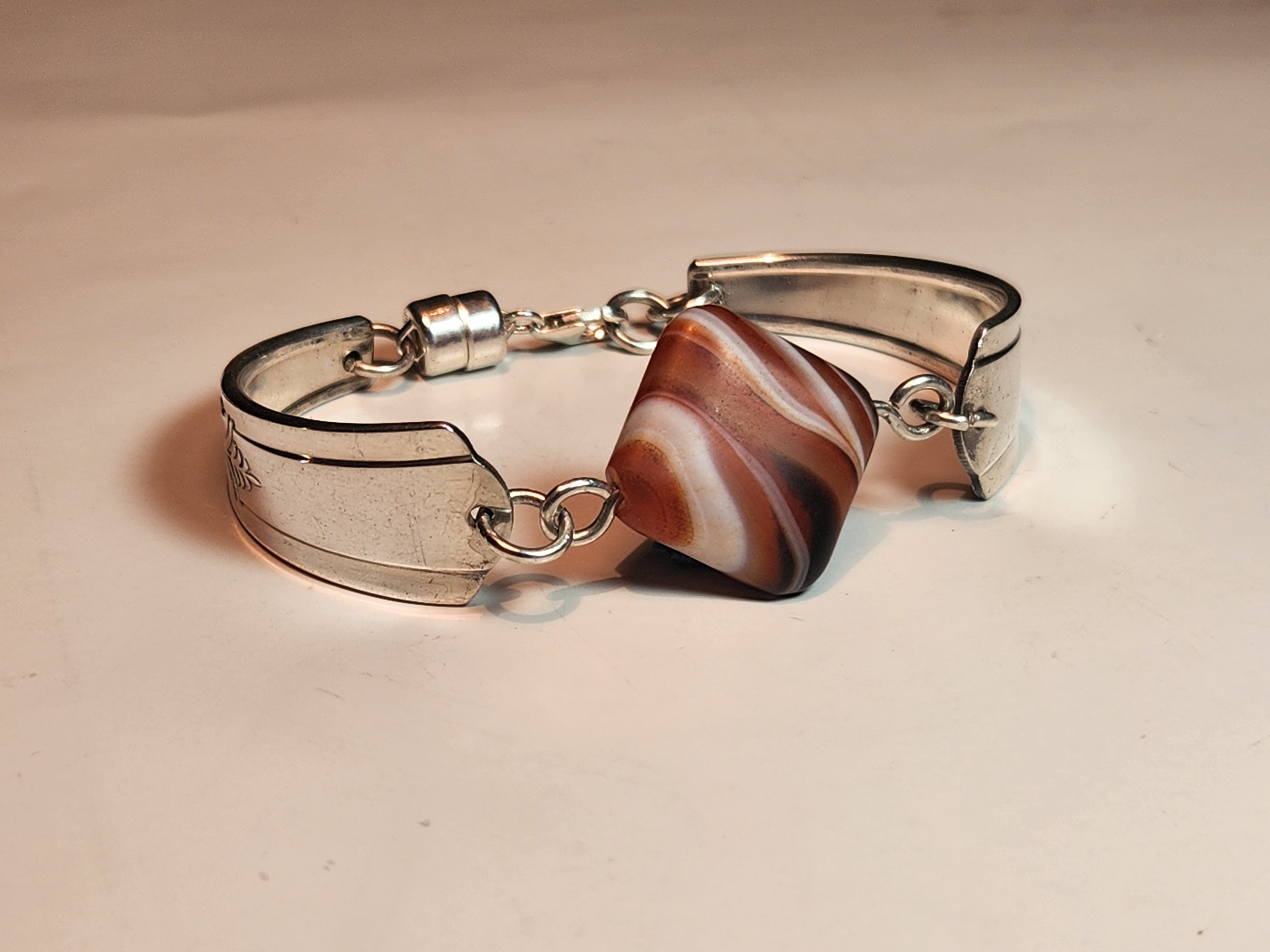 Sardonyx Bracelet | Upcycled Silverware Jewelry | Strength & Protection