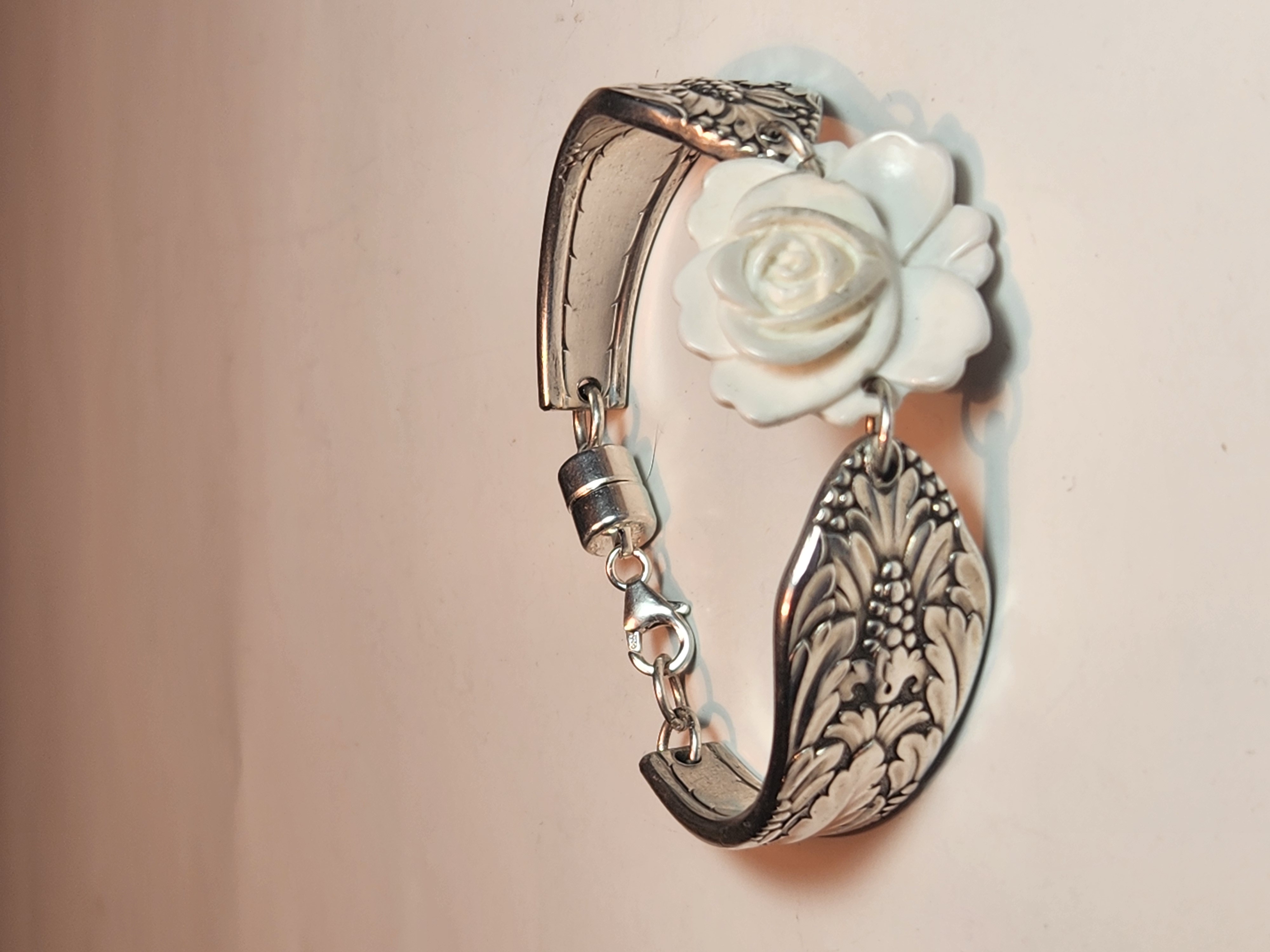 Marquise White Agate Rose Bracelet | Peace & Balance