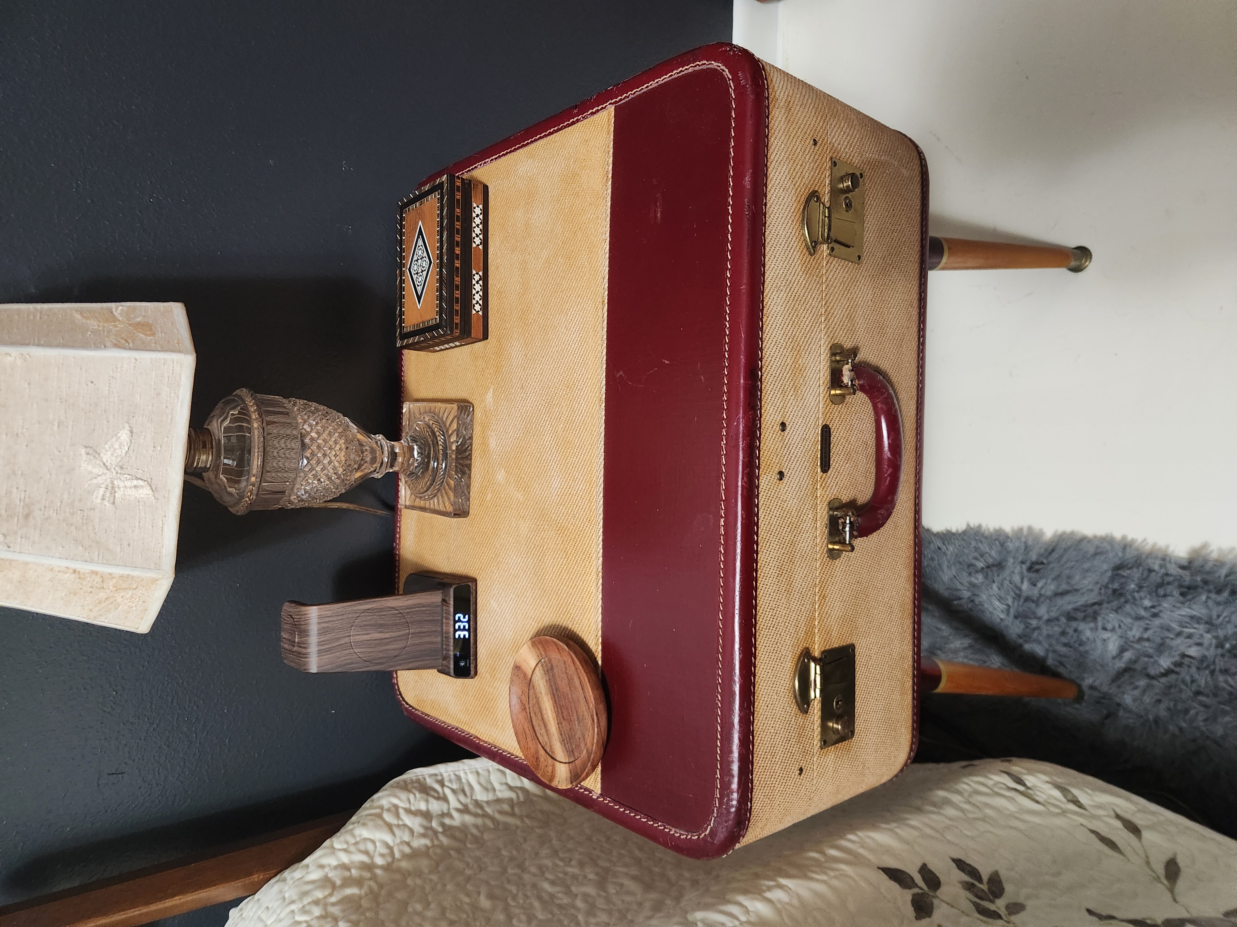 Upcycled 1960s Franklin Suitcase Table / Nightstand