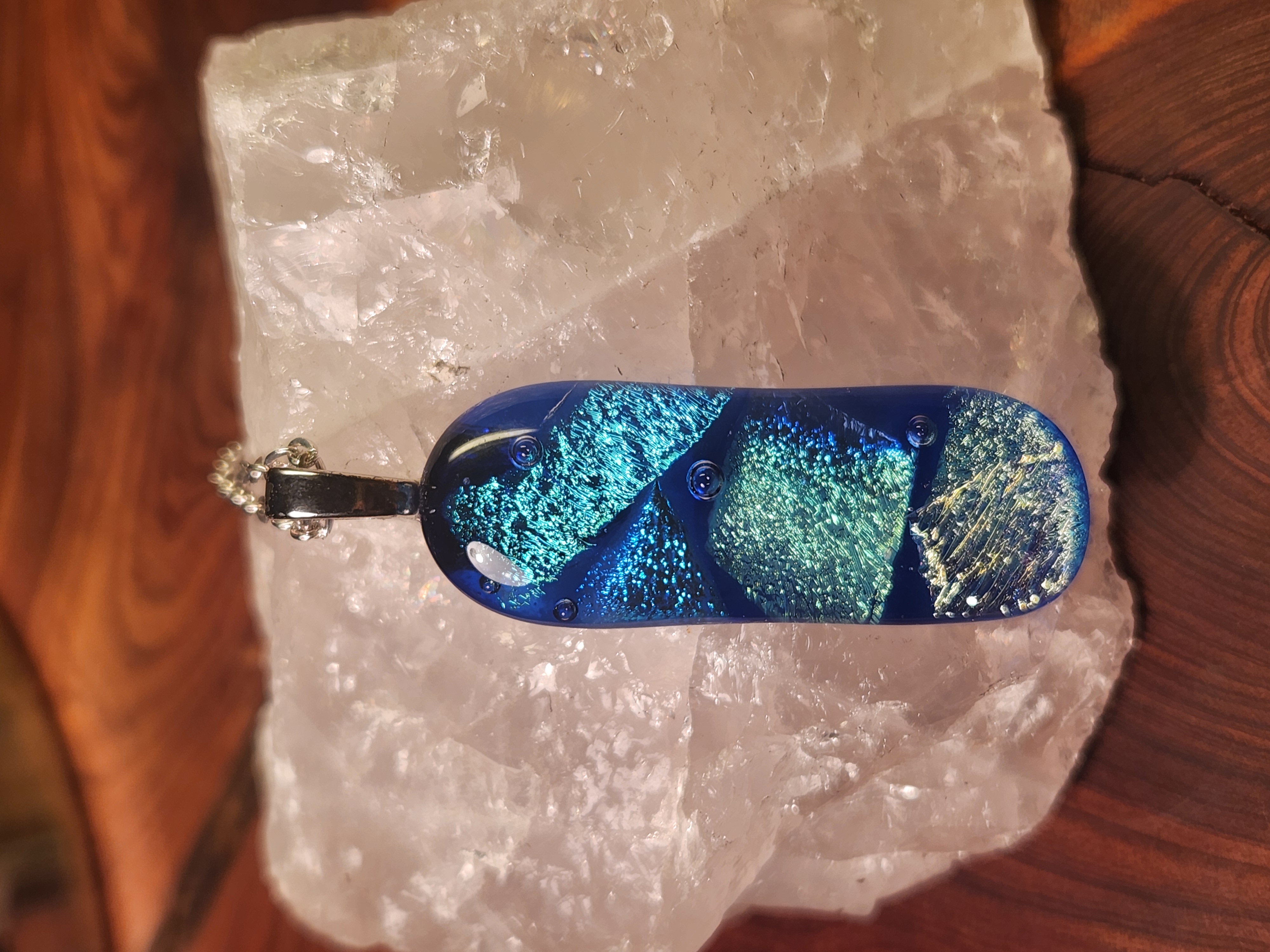 Ocean Wave Dichroic Fused Glass Necklace